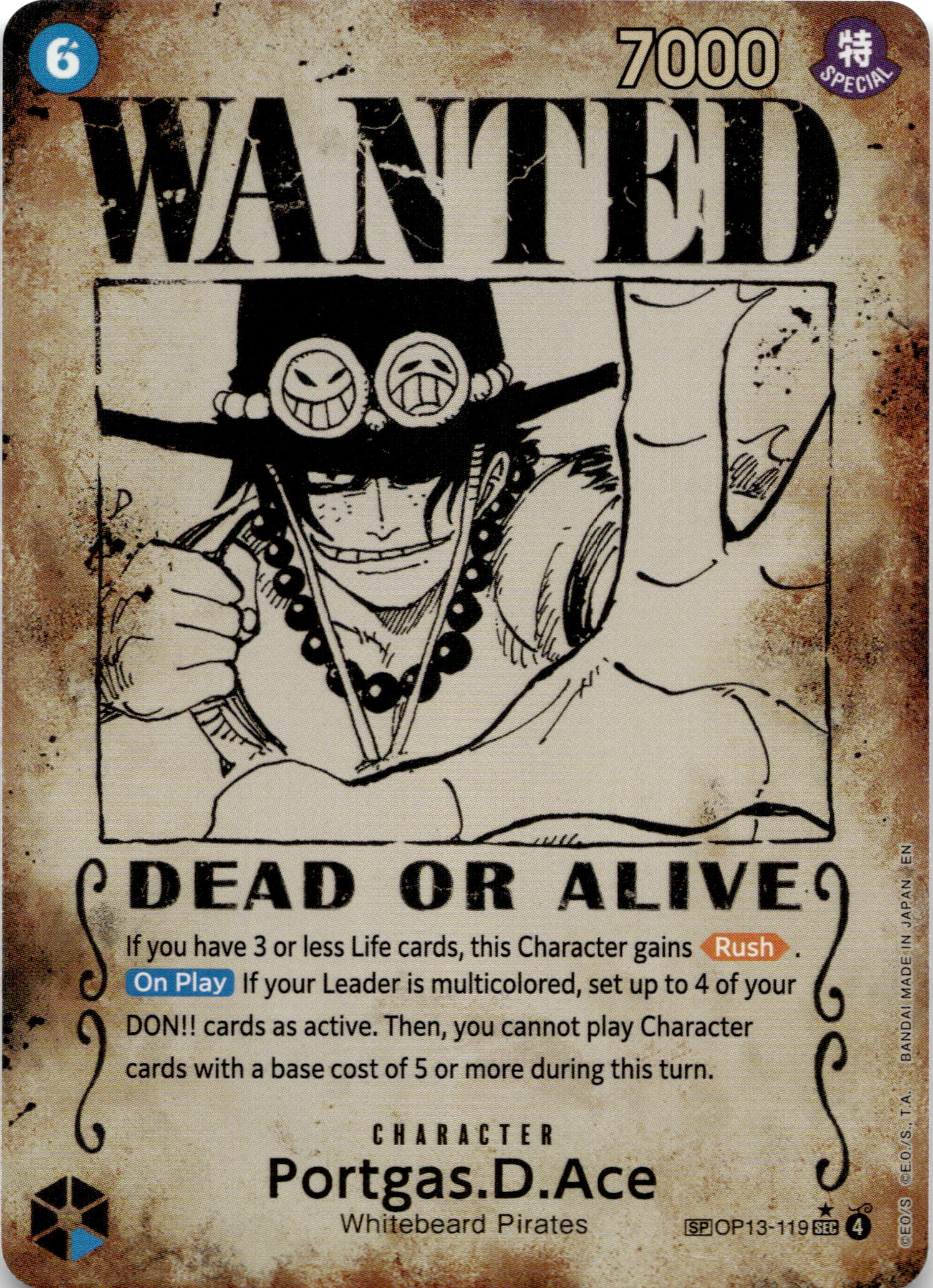 Portgas.D.Ace Wanted #OP13-119 Alt Art