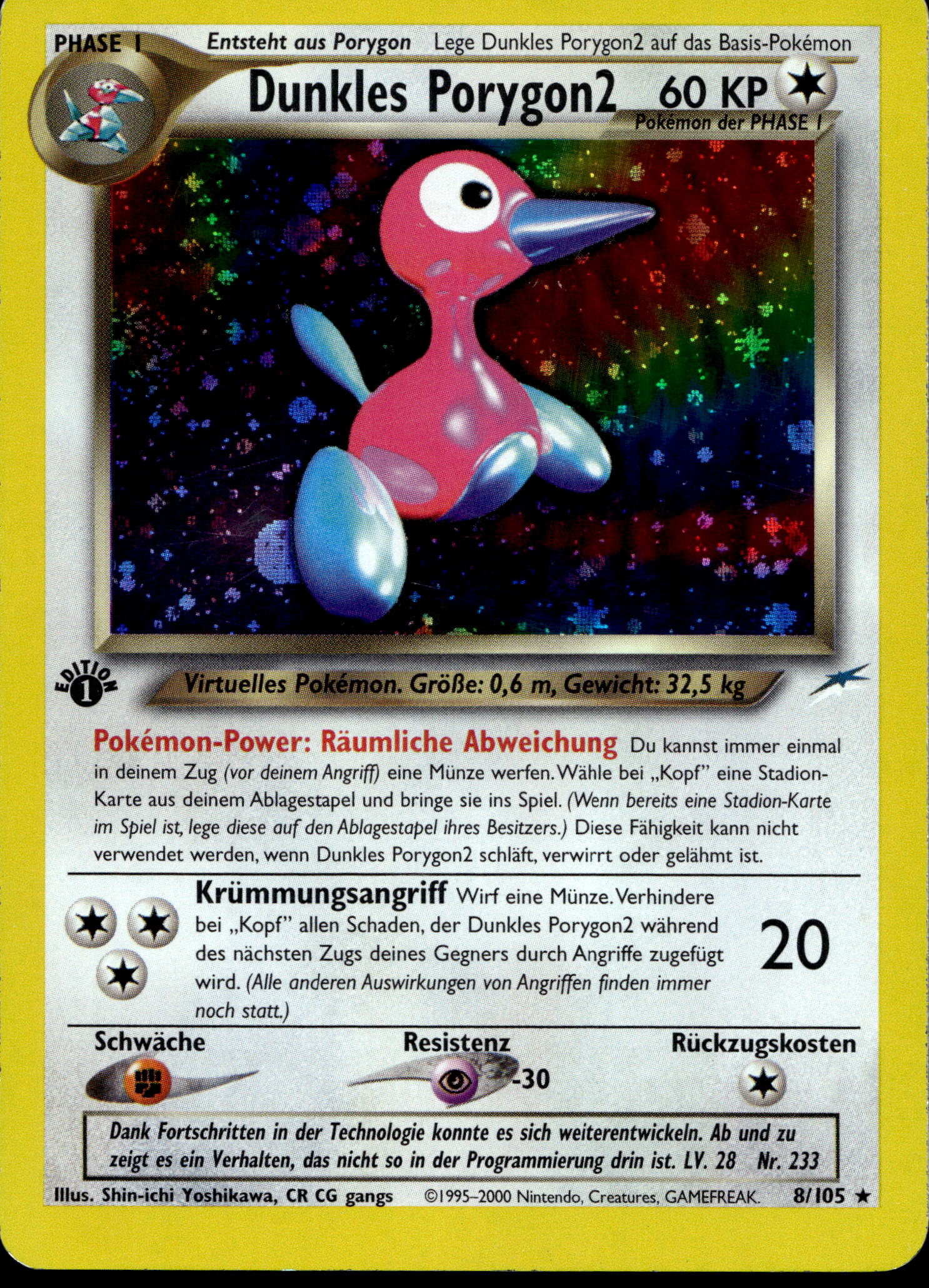 Dunkles Porygon2 Holo #8/105 1ST EDITION