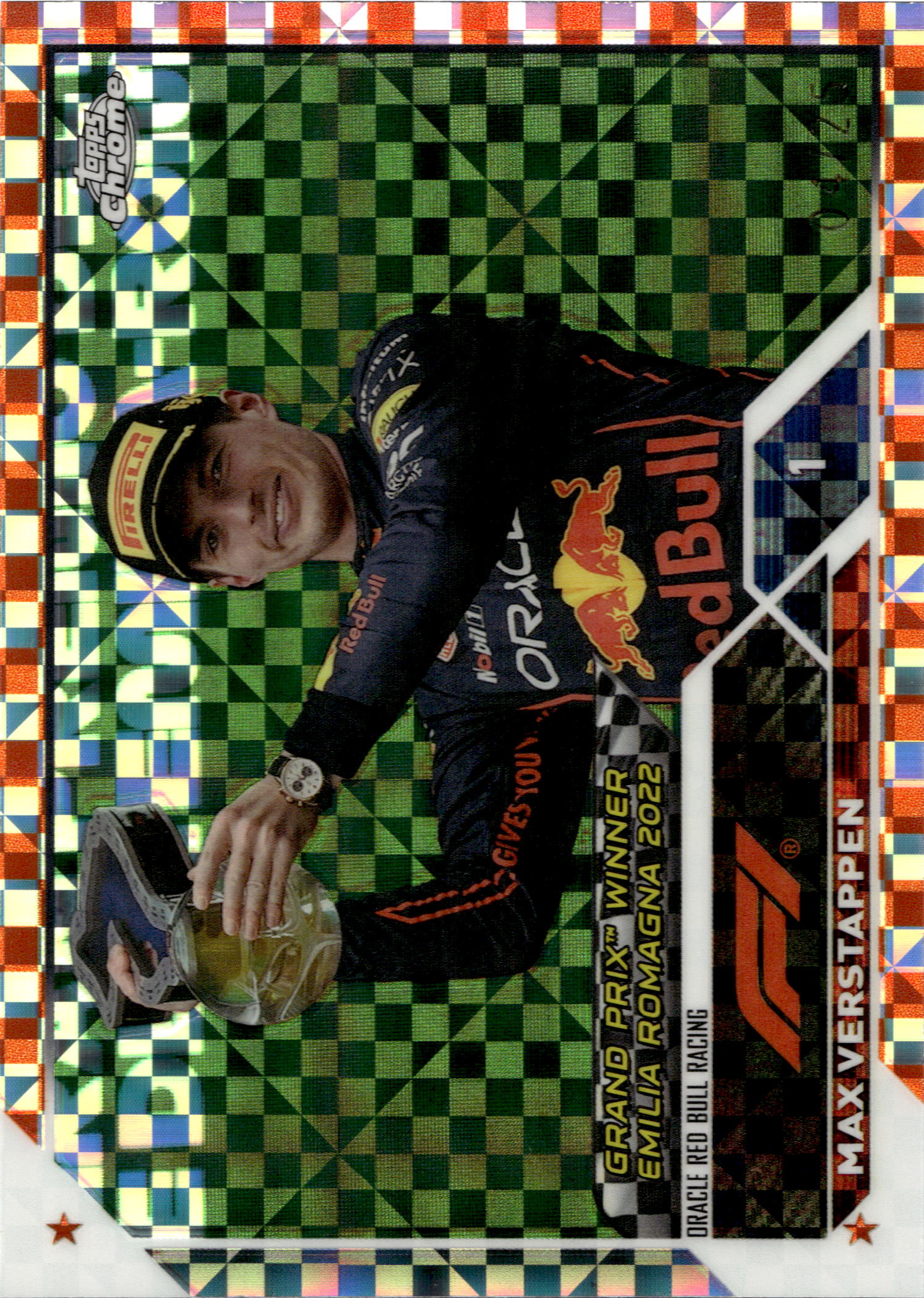 #147 Max Verstappen Orange Checker Flag X-fractors 04/25 Grand Prix Winners