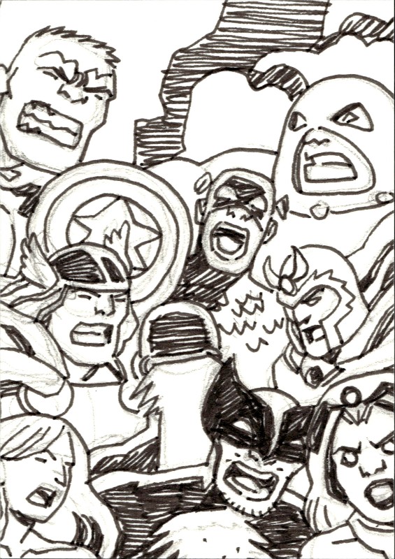 #80 Avengers Vs X-Men SKETCH CARD - AUTOGRAPH ALEX NIETO