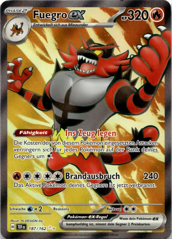 Fuegro ex #187/162 Super Rare