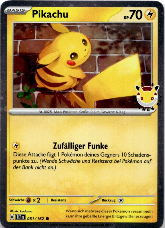 Pikachu Holo Stamp #051/162