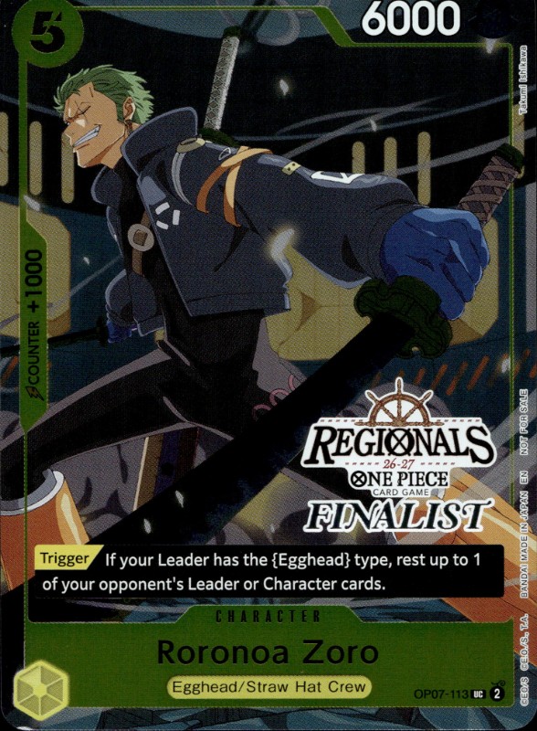 Roronoa Zoro #OP07-113 Regionals Season 1 Finalist