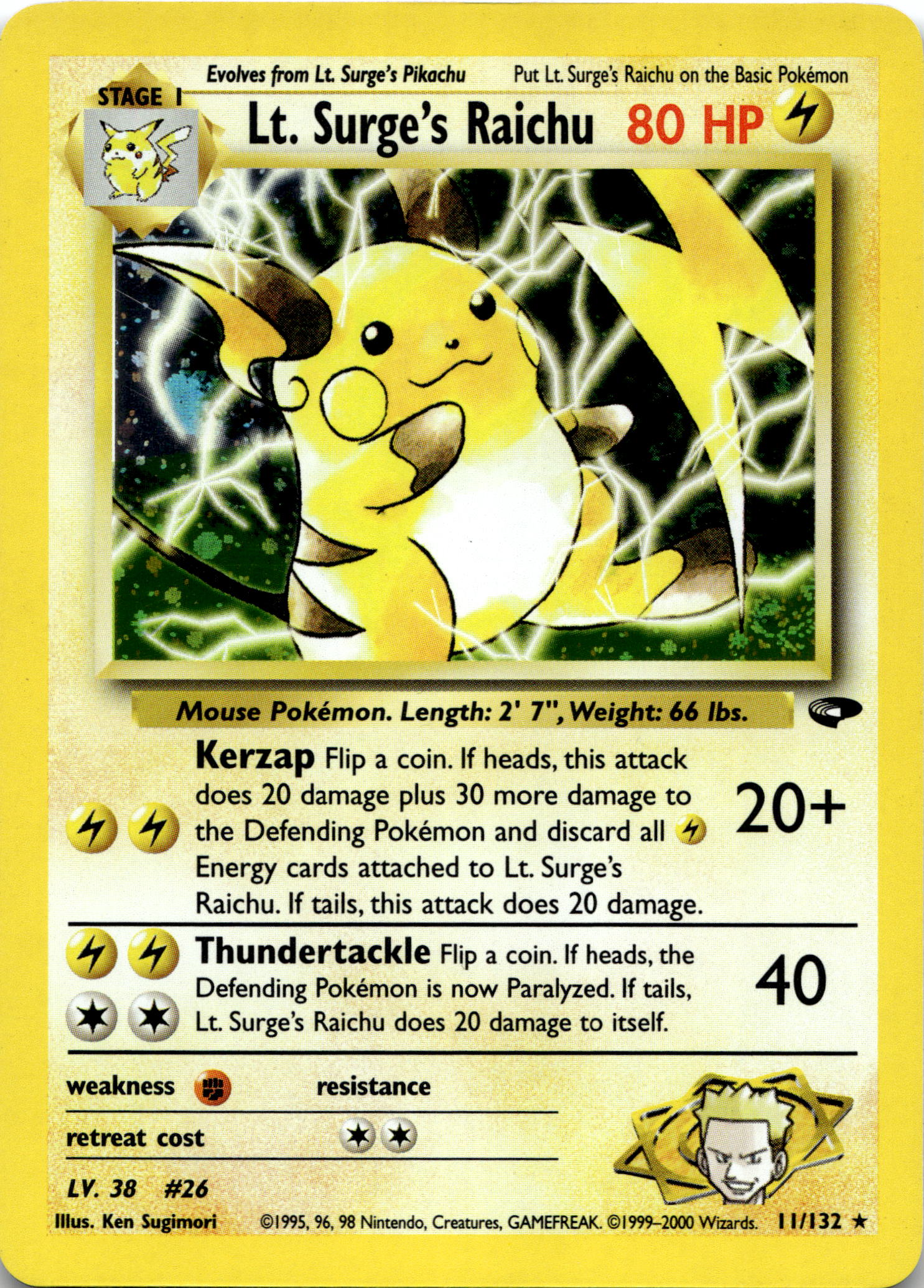 Lt. Surge's Raichu Holo #11/132