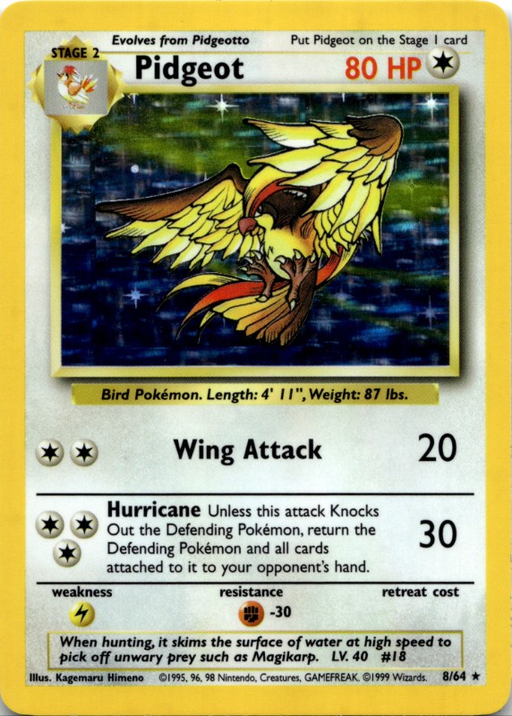 Pidgeot Holo #8/64 NO SET SYMBOL