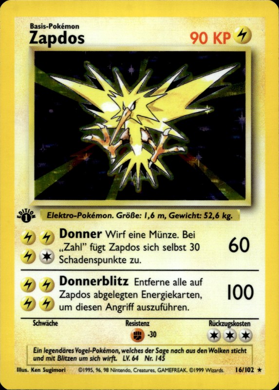Zapdos Holo #16/102 1ST Edition