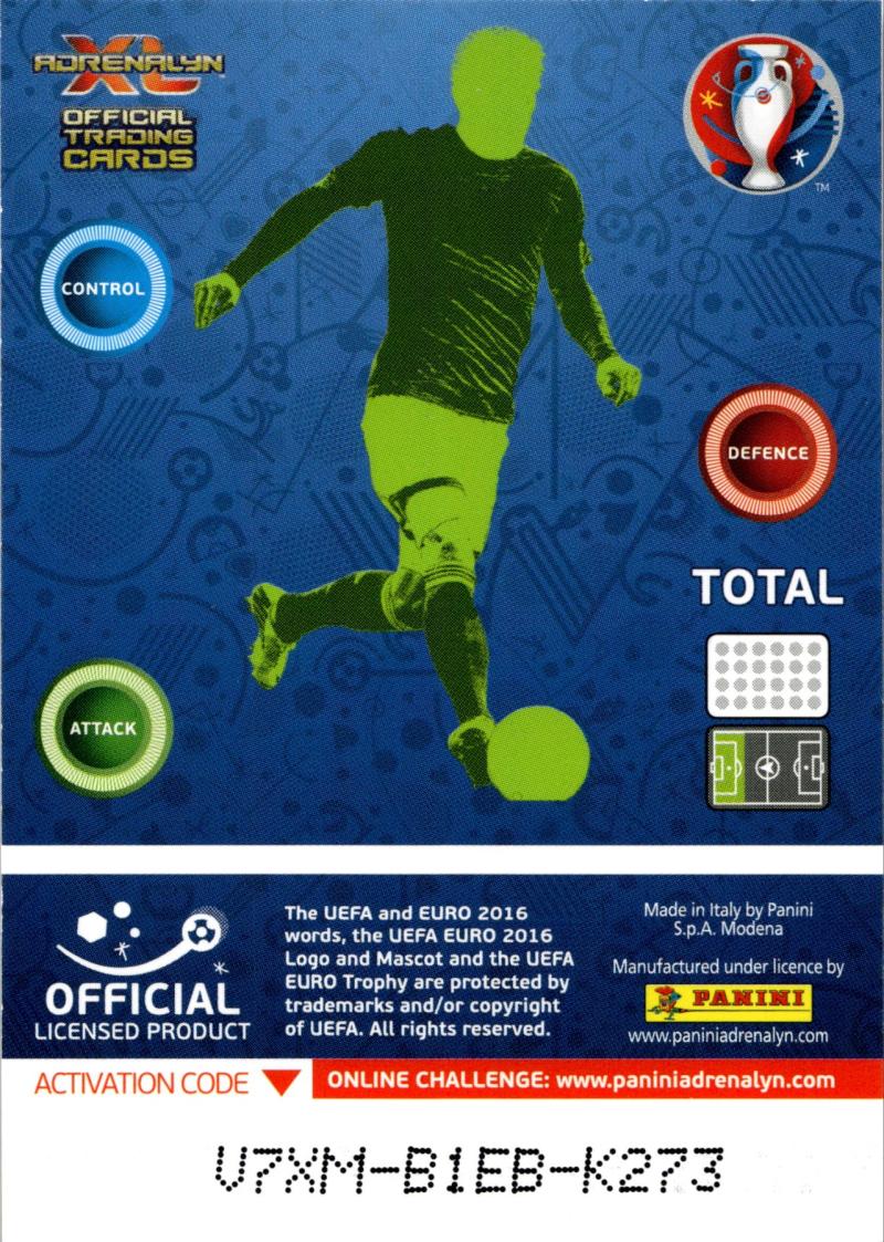 Rückseite – Panini Adrenalyn UEFA EURO 2016