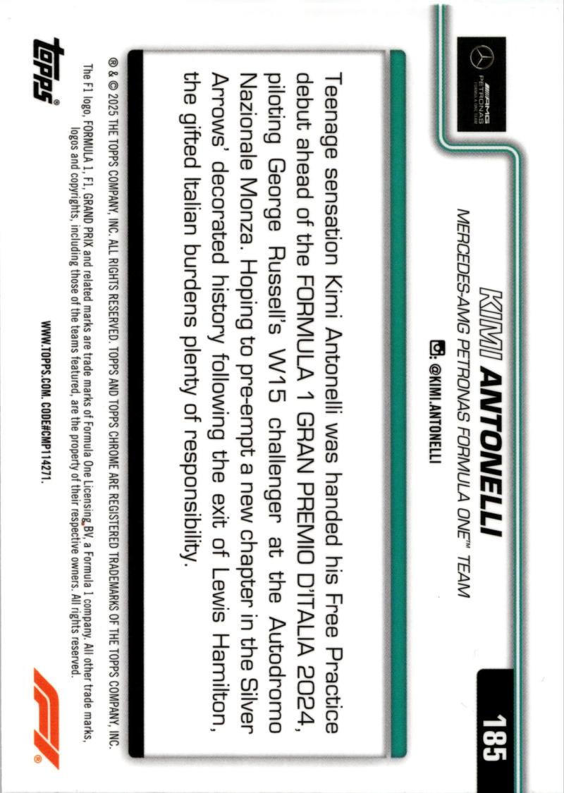 Back - Topps Chrome Formula 1 Racing