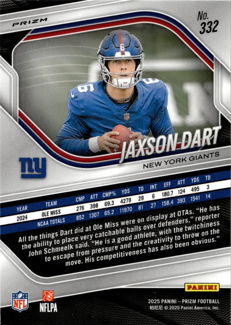 Rückseite – Panini Prizm Football