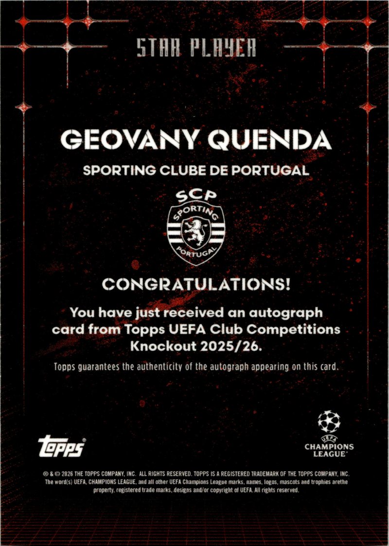 Rückseite – Topps UCC Knockout