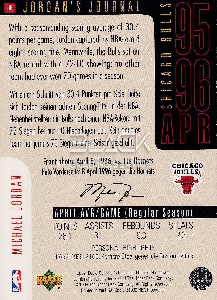 Back - Upper Deck Coll. Choice INT'L German Jordan's Journal #J6