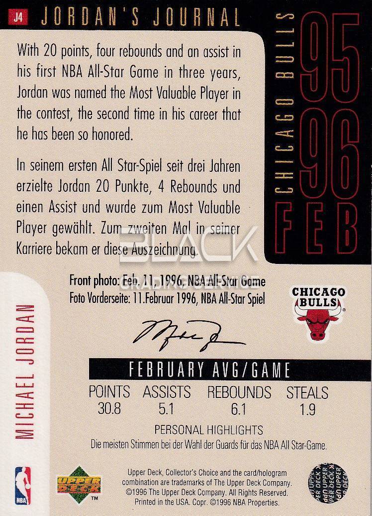 Back - Upper Deck Coll. Choice INT'L German Jordan's Journal #J4