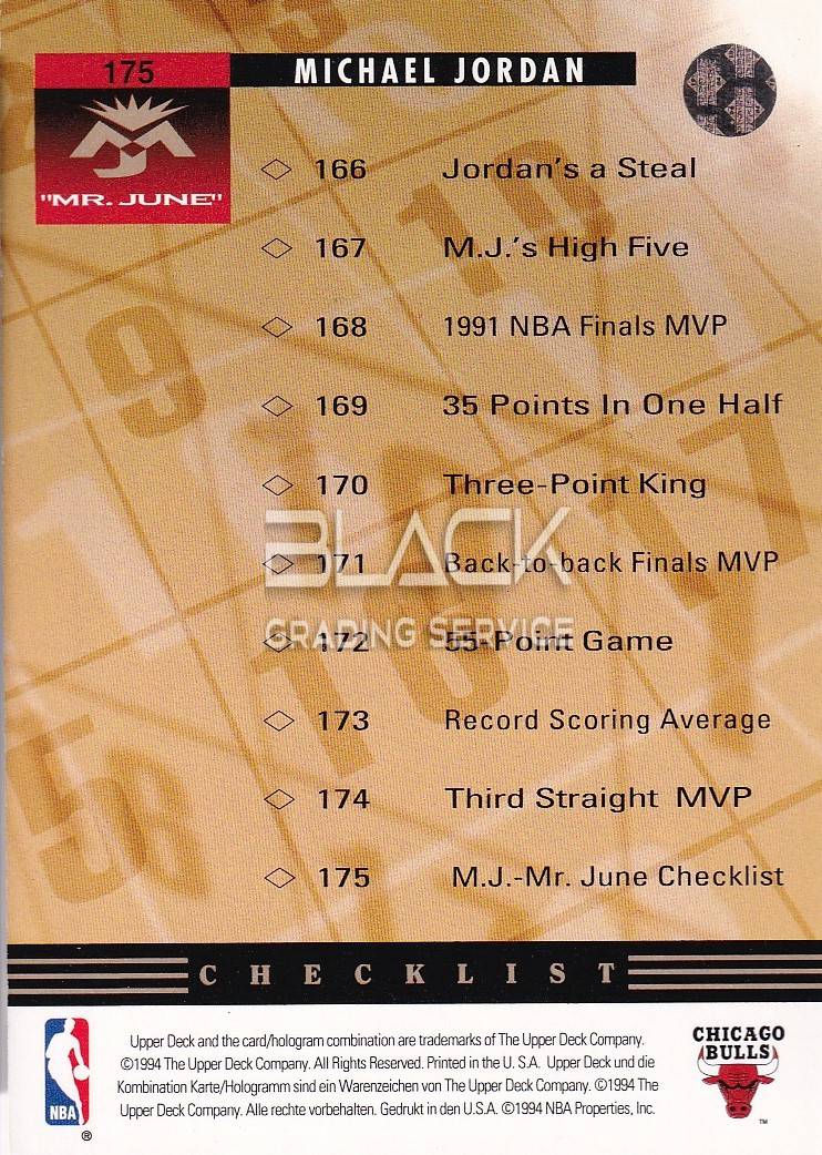 Back - Upper Deck MJ ''MR. June'' Checklist