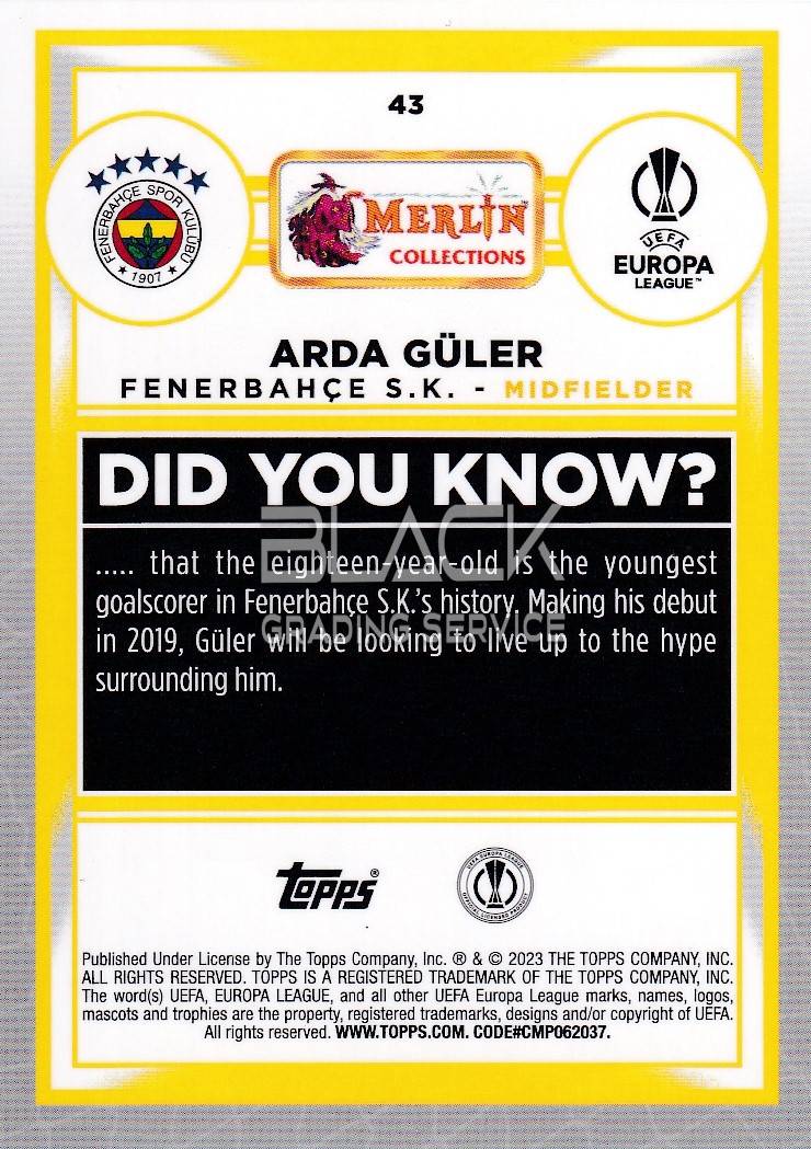 Back - Topps UEFA Merlin Collections