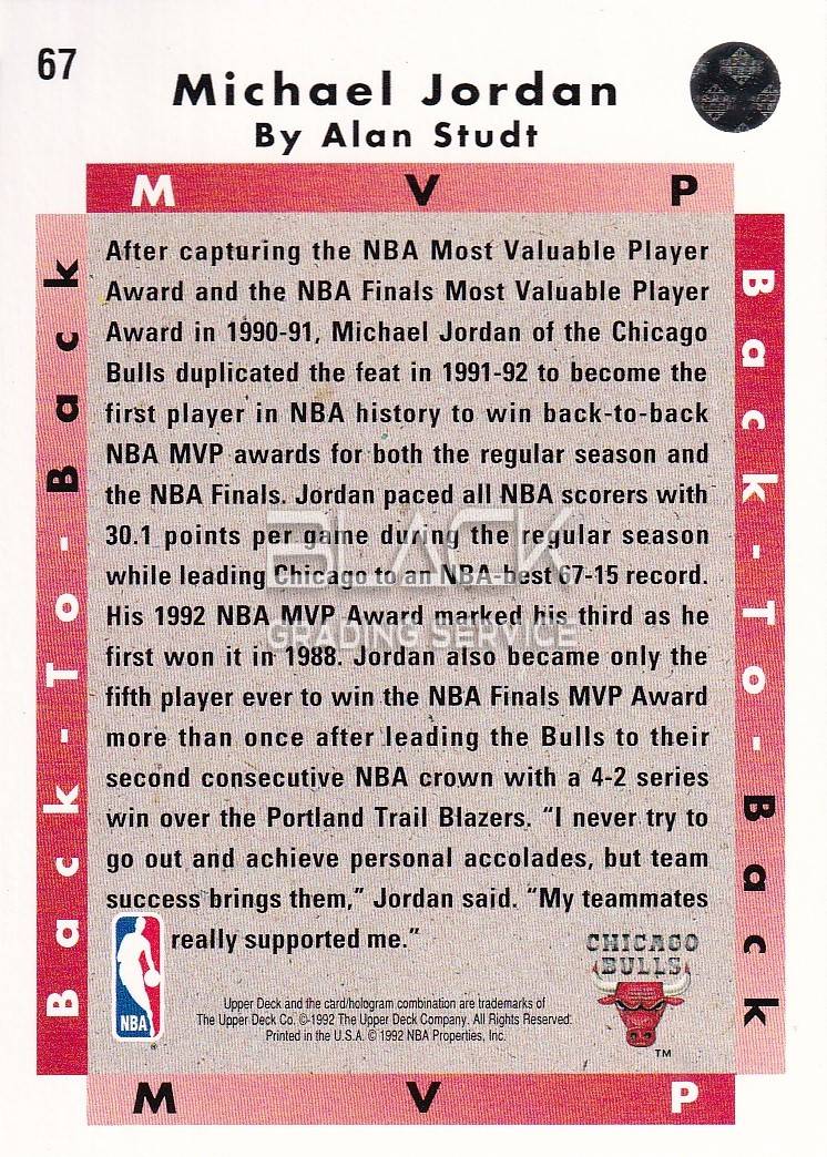 Back - Upper Deck Back to Back MVP