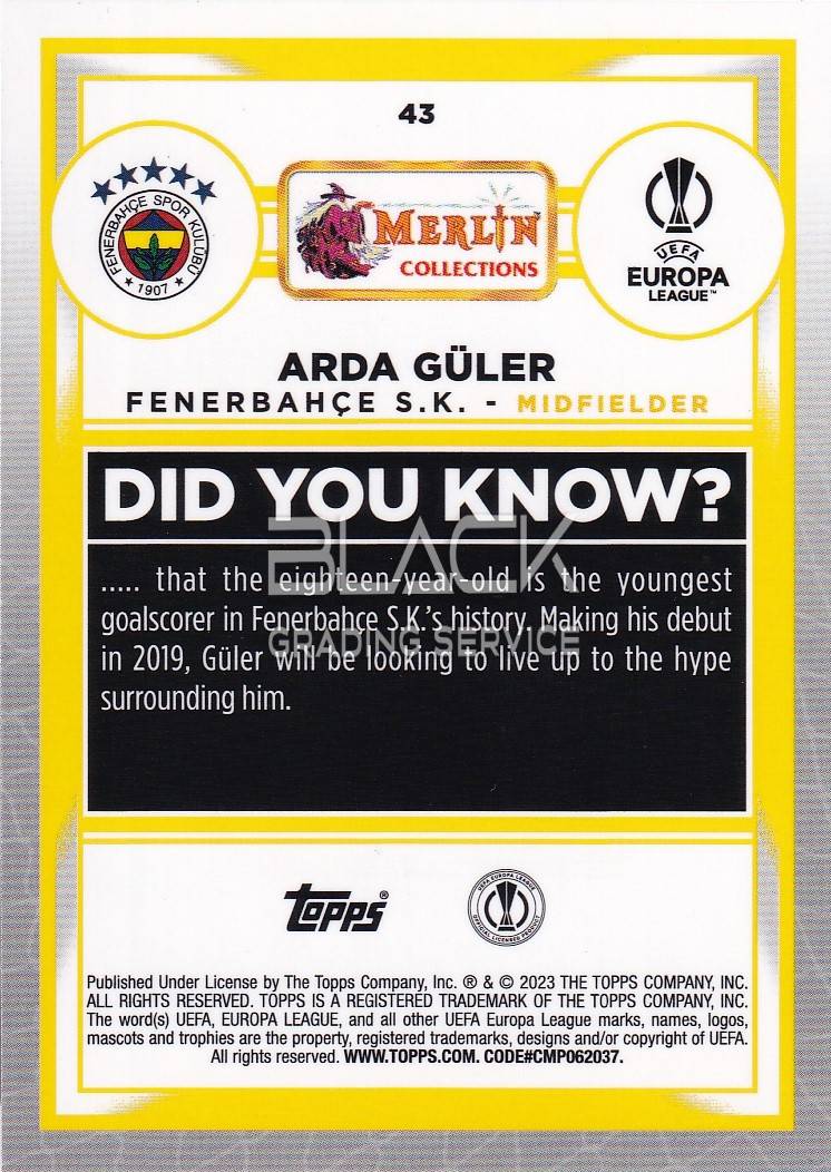 Back - Topps UEFA EL Merlin Collections