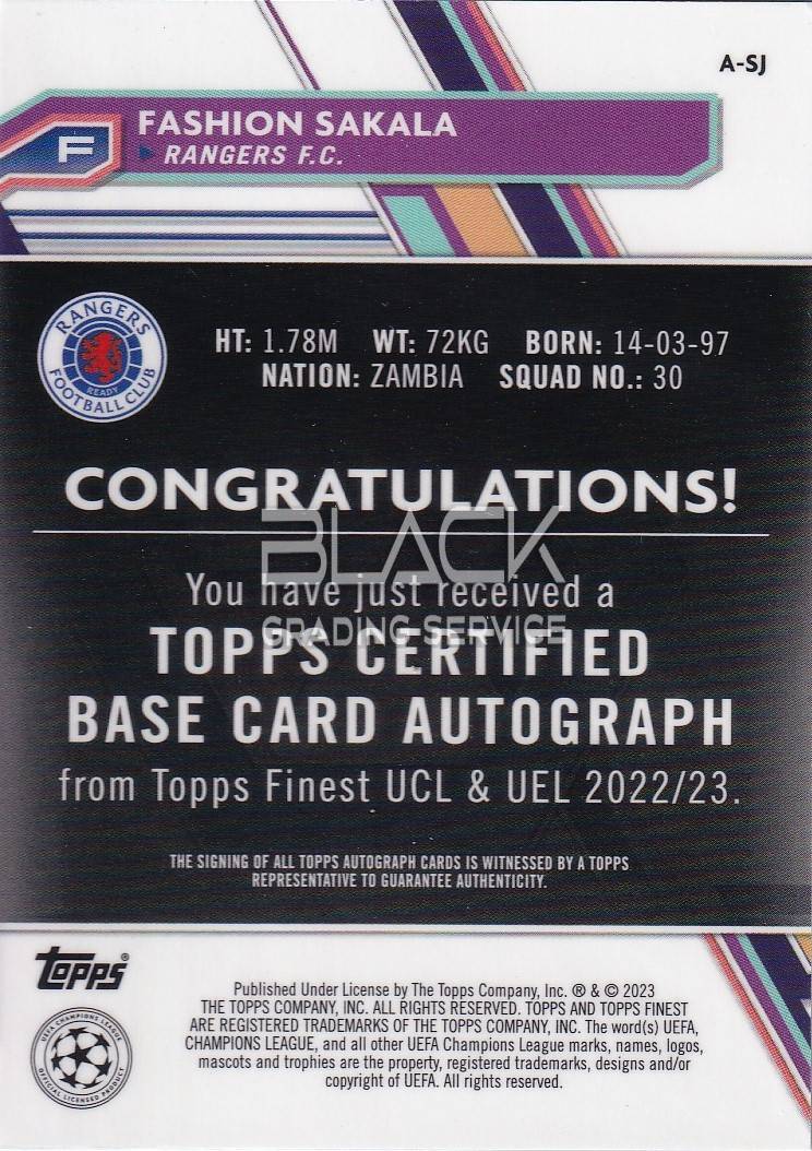 Back - Topps UEFA CL Topps Finest
