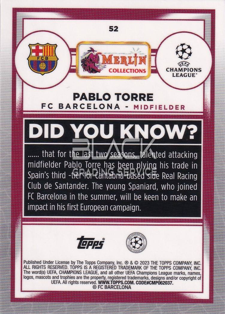 Back - Topps UEFA CL Merlin Collections