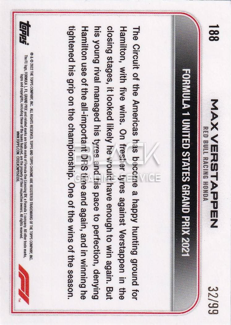 Back - Topps Chrome F1 