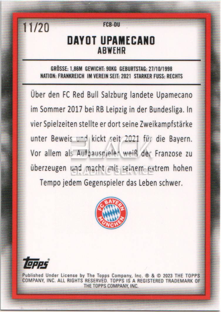 Back - Topps FC Bayern Team Set