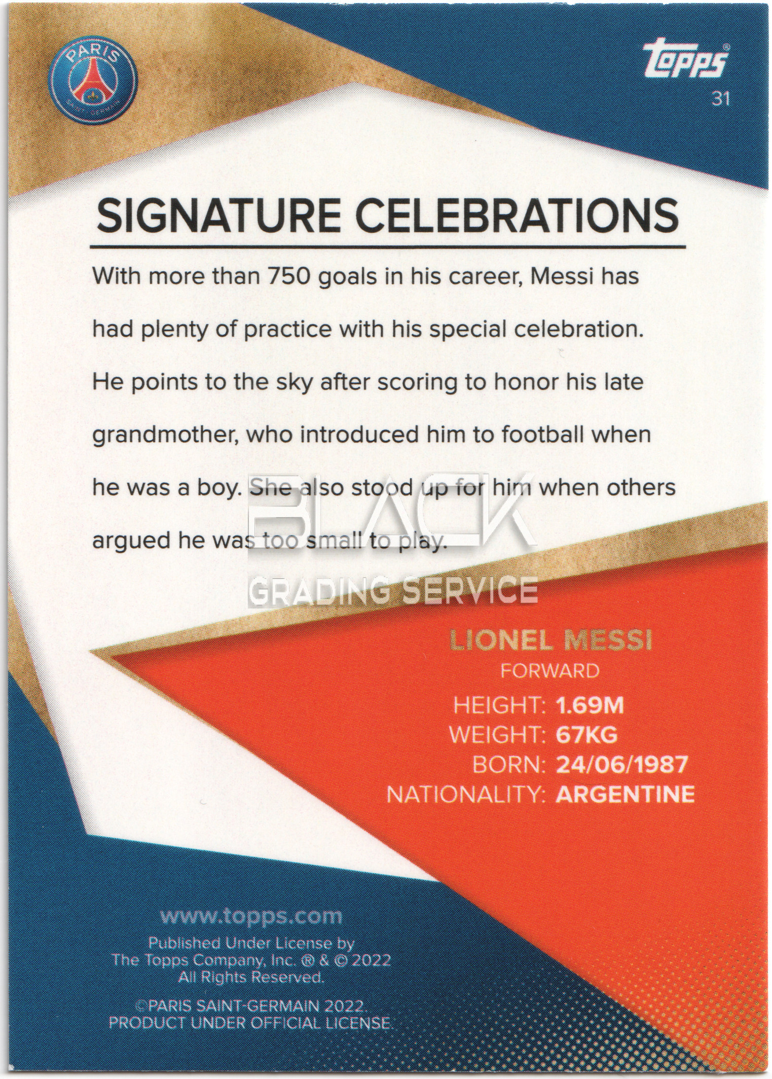 Back - Topps PSG Paris Team Set