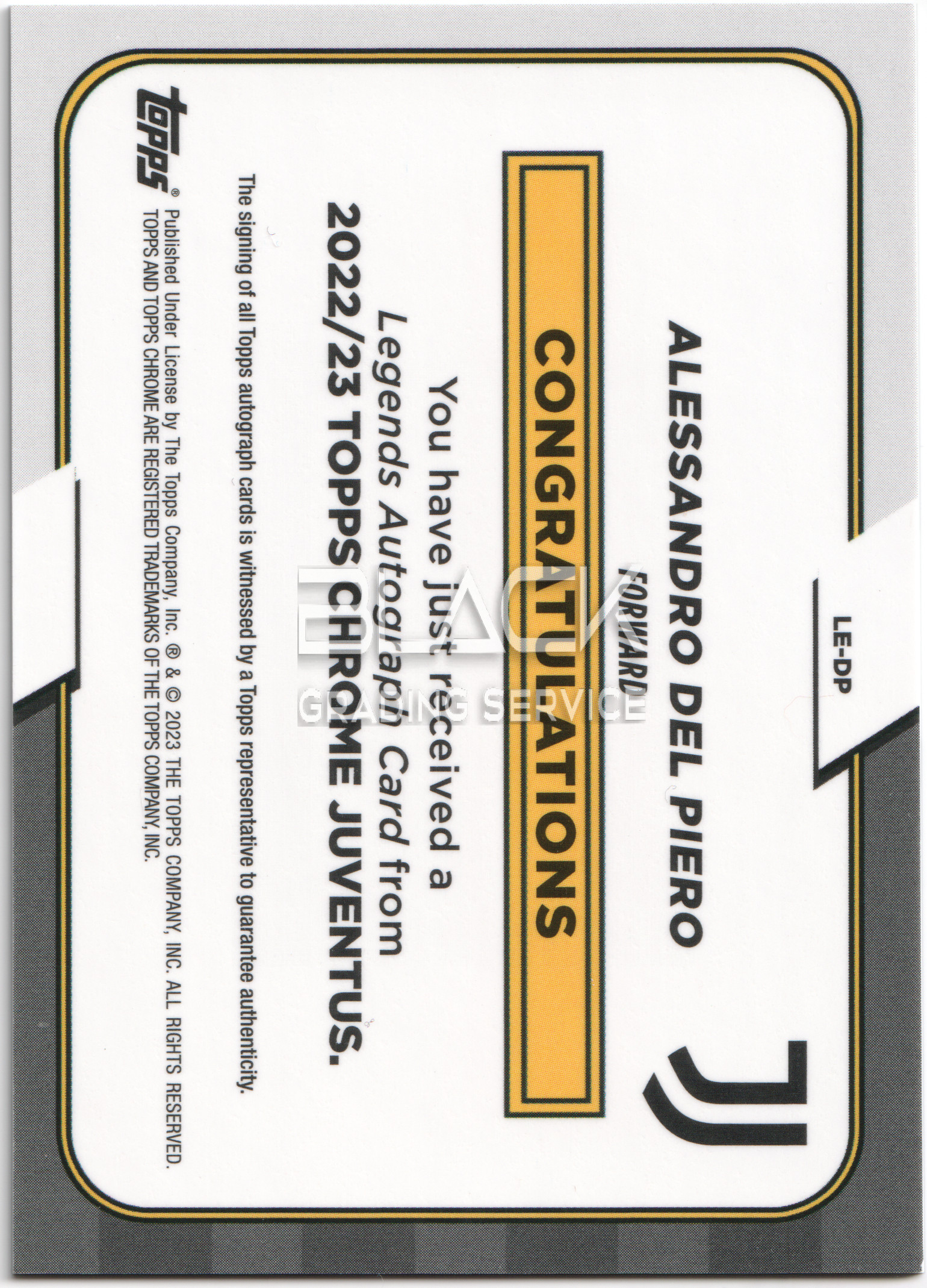 Back - Topps Chrome Juventus