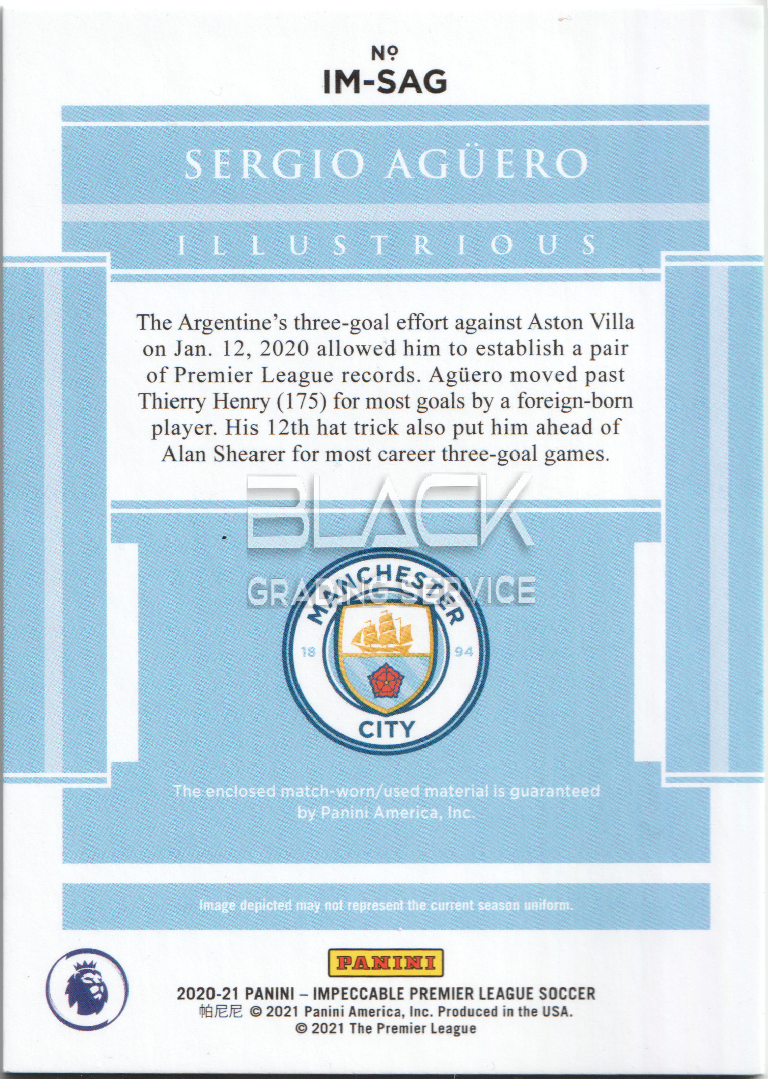 Back - Panini Impeccable Premier League