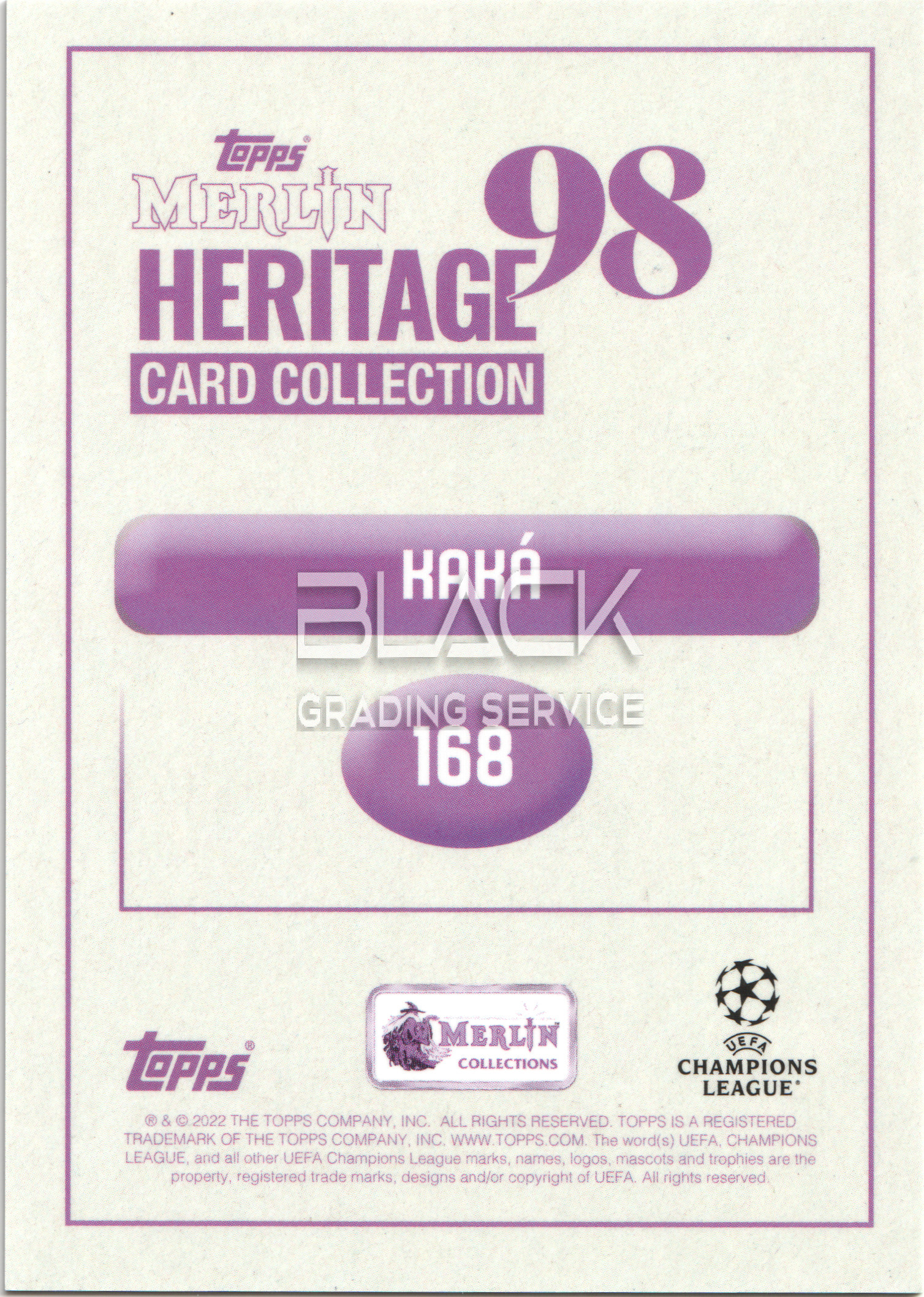 Back - Topps UCC Merlin Heritage 98