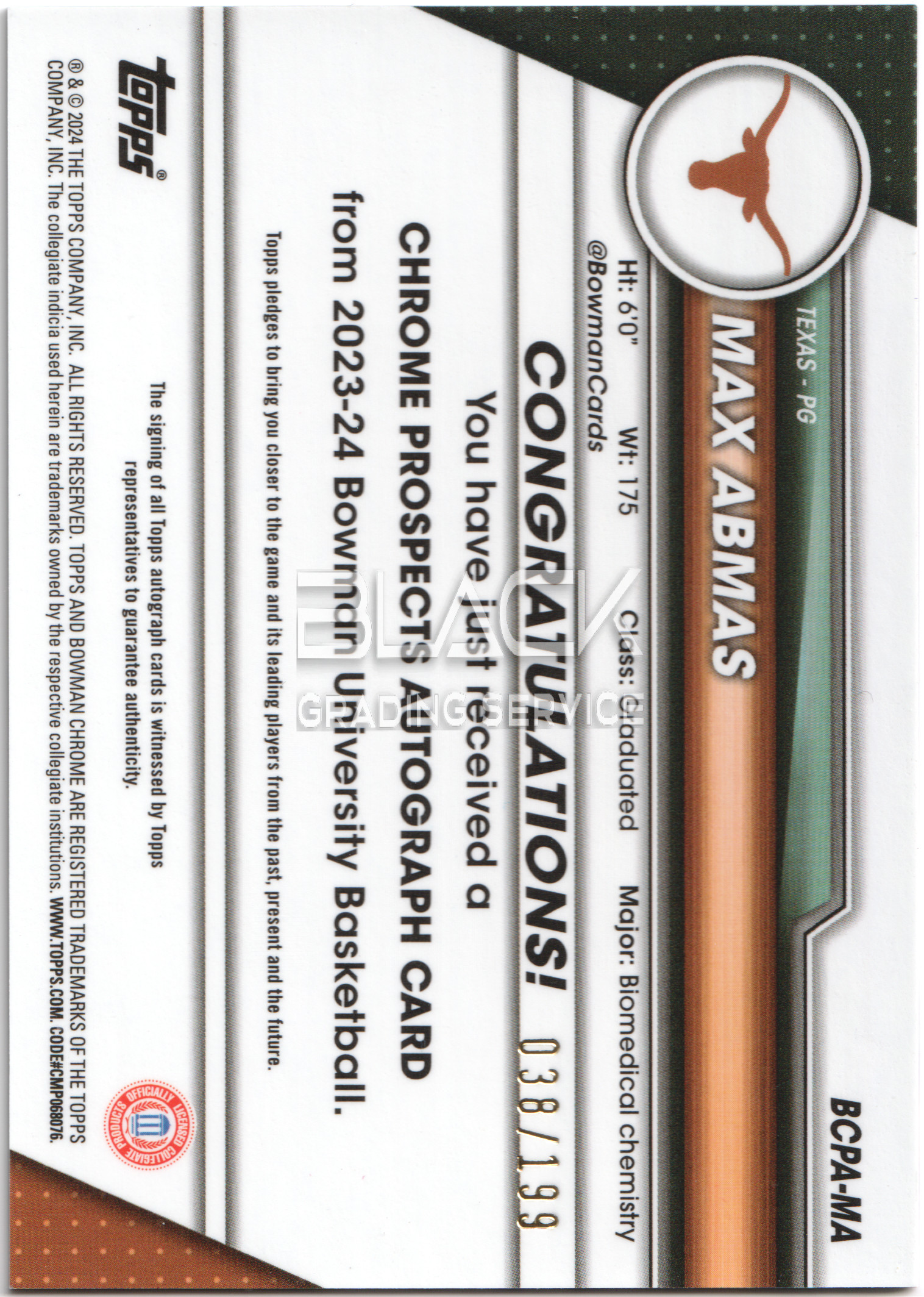 Back - Topps Chrome Bowman University