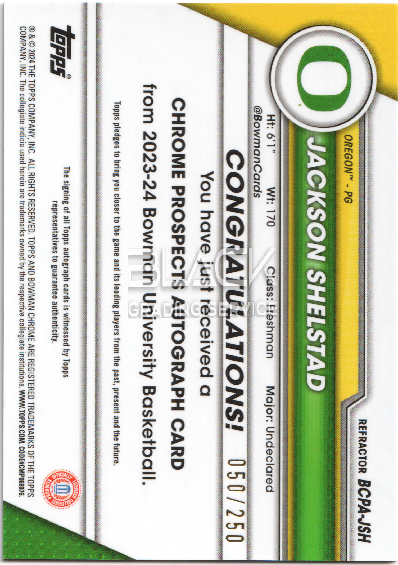 Back - Topps Chrome Bowman University