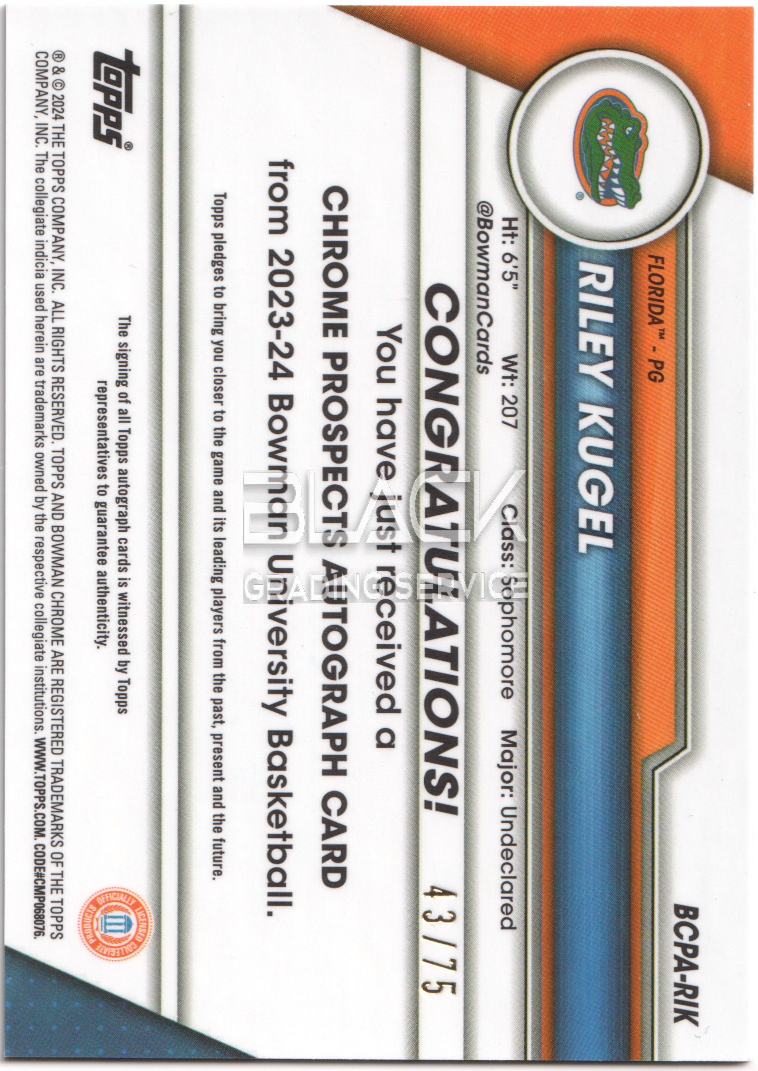 Back - Topps Chrome Bowman University