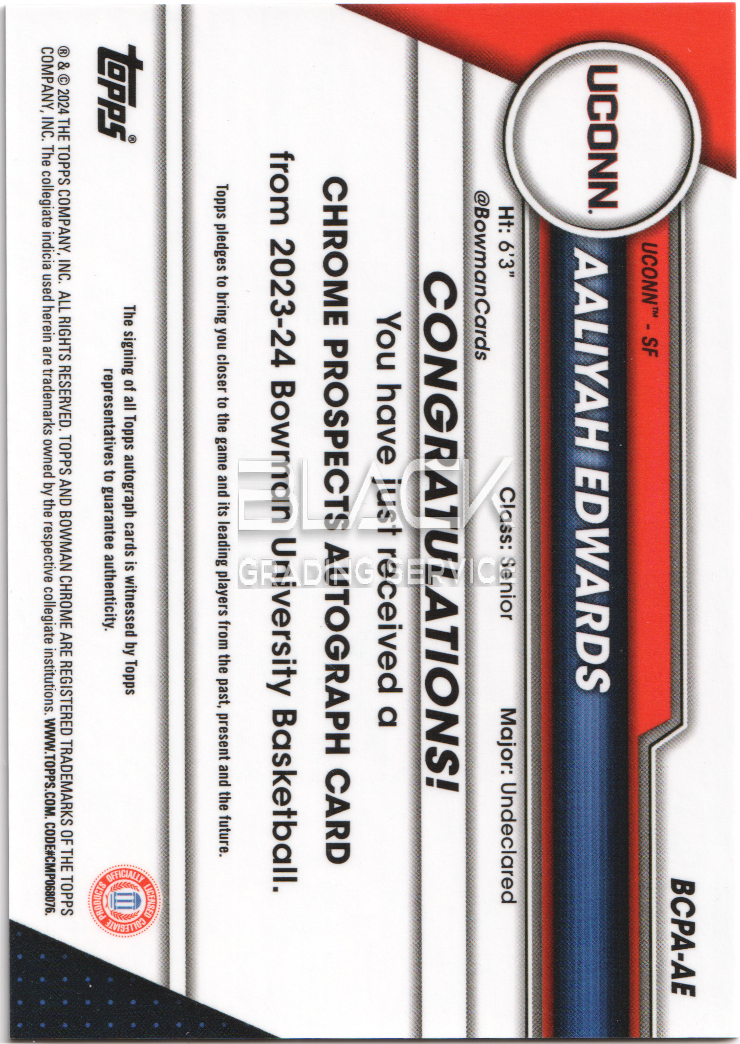 Back - Topps Chrome Bowman University