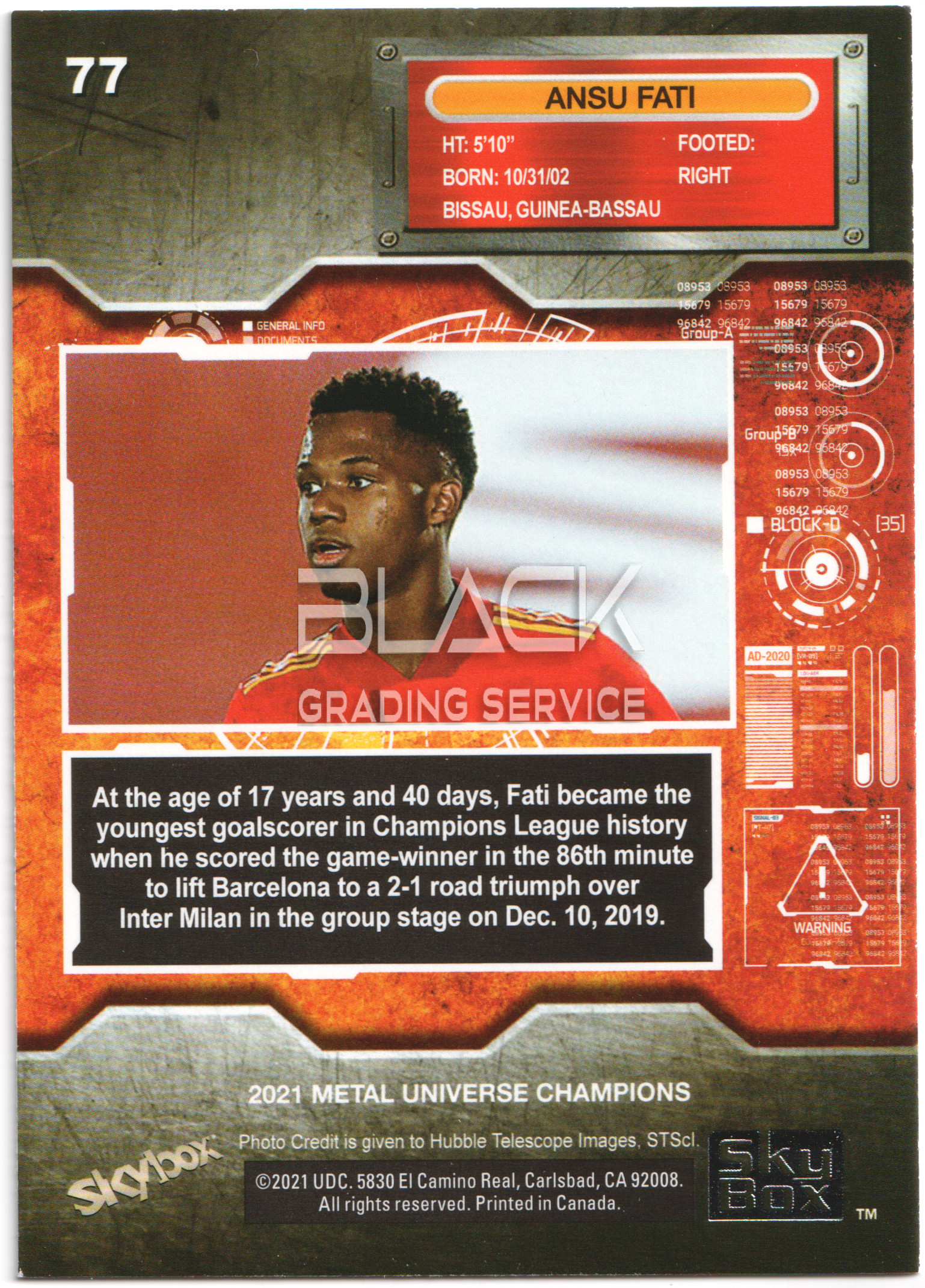 Back - Skybox Metal Universe Champions 