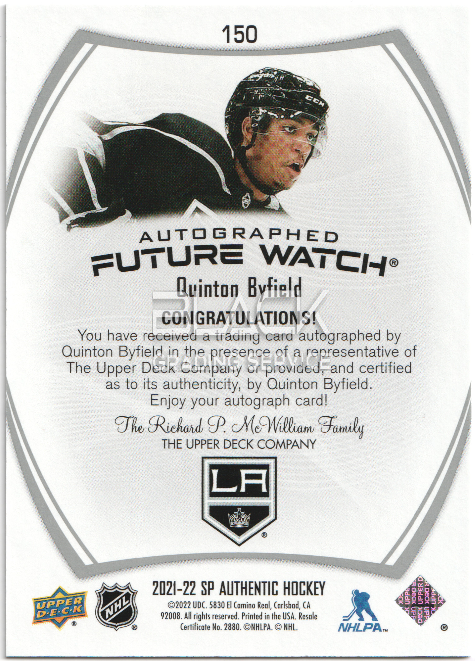 Back - Upper Deck SP Authentic