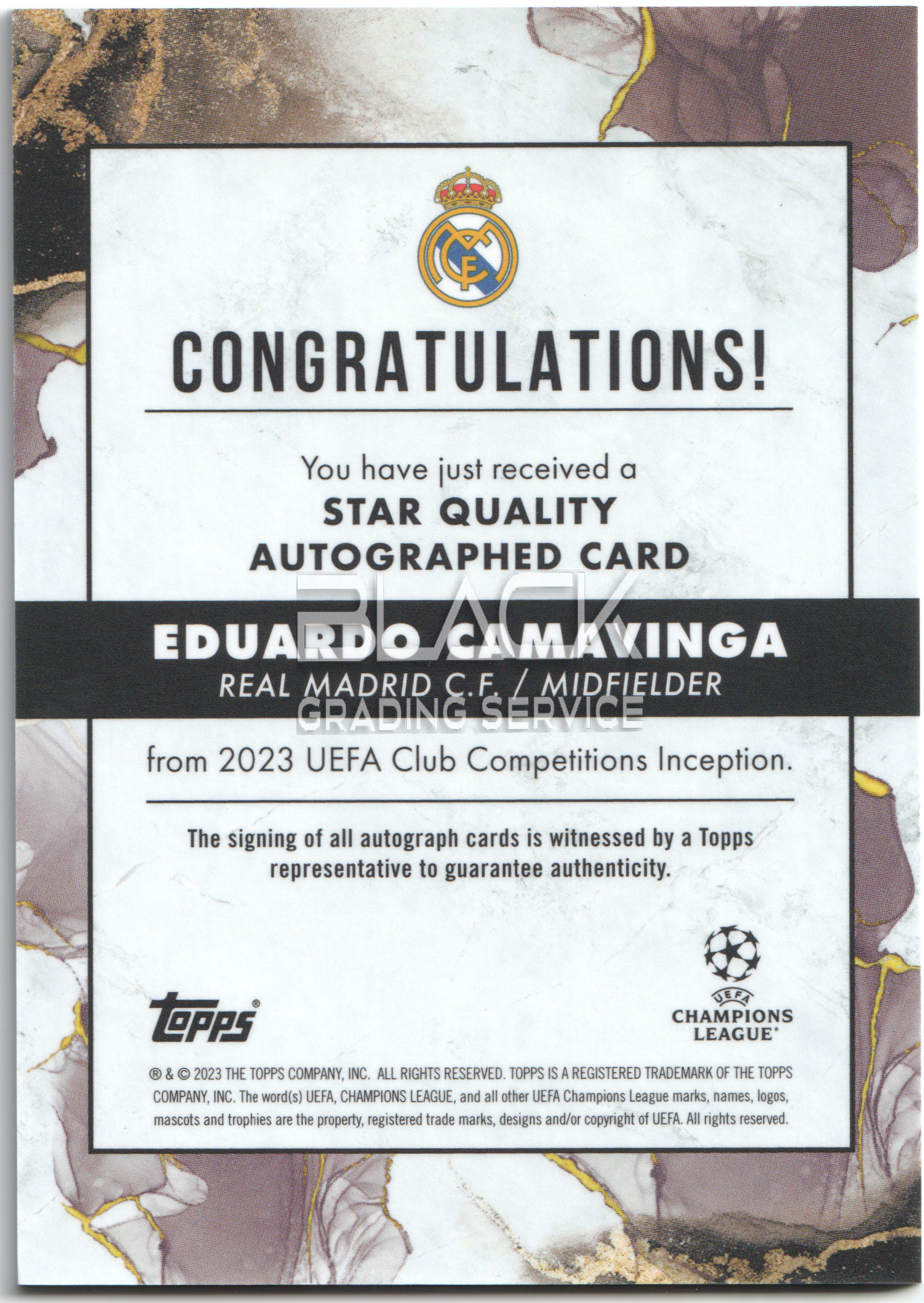 Back - Topps Inception UCC 