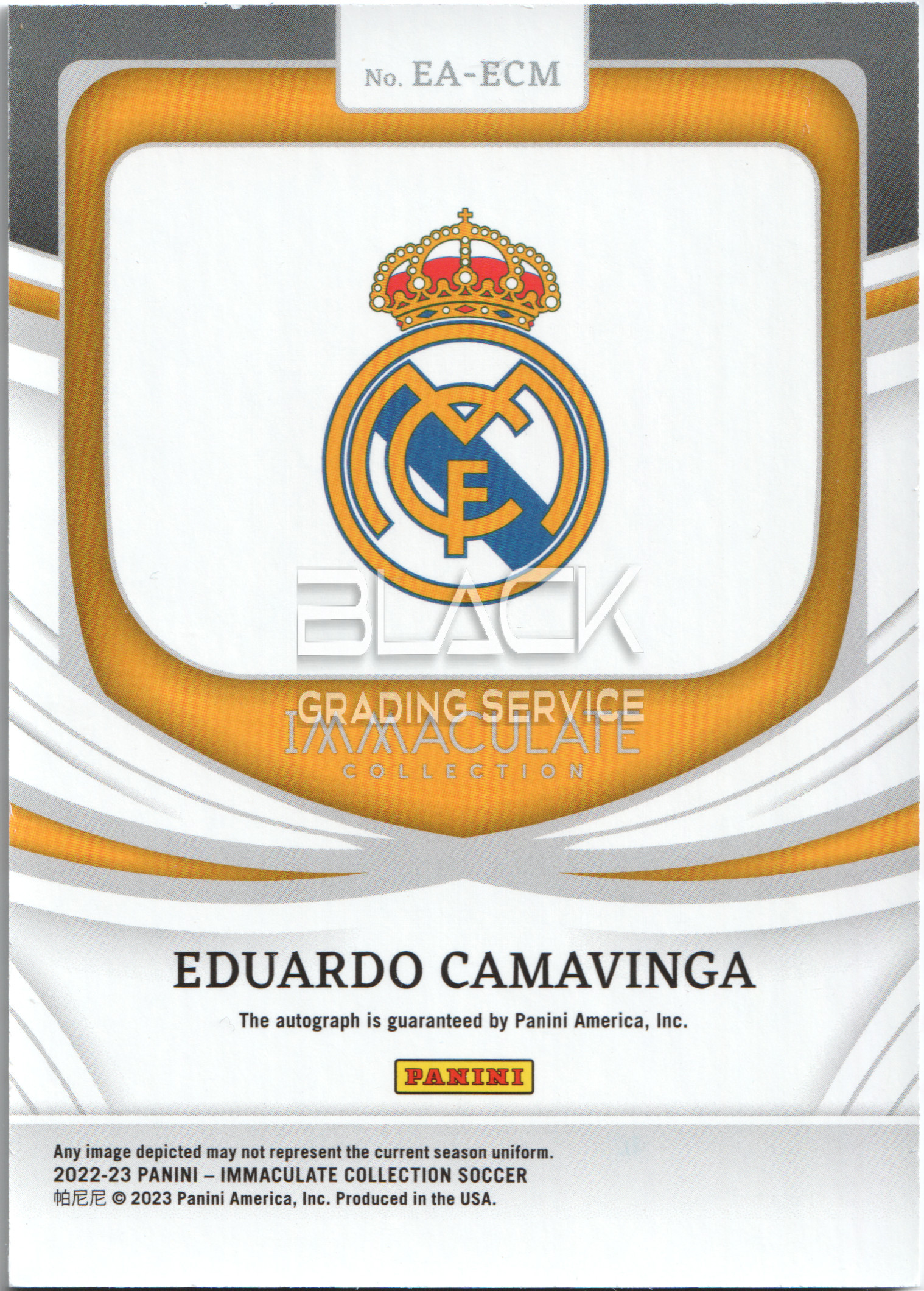 Back - Panini Immaculate Collection 