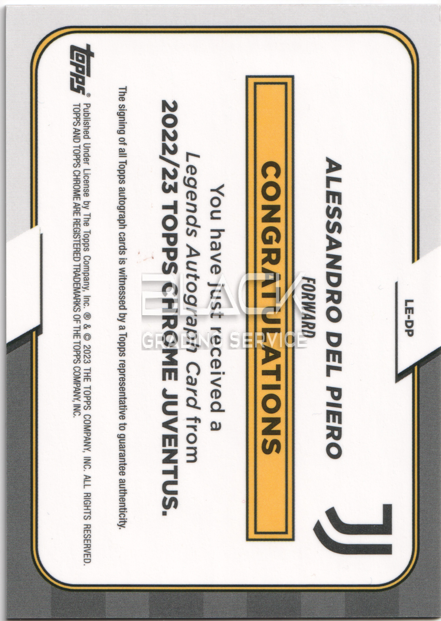 Back - Topps Chrome Juventus