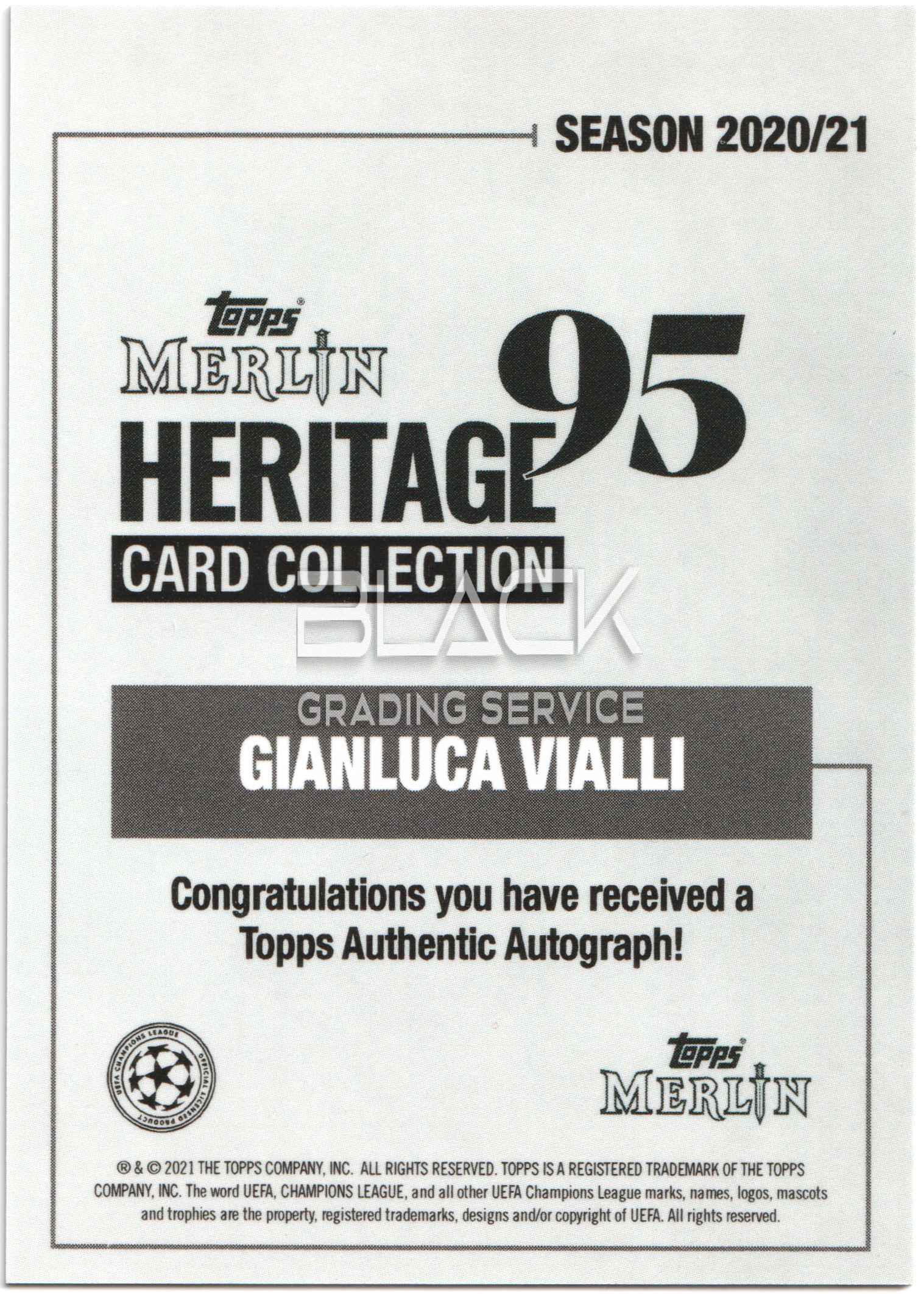 Back - Topps UCL Merlin Heritage 95