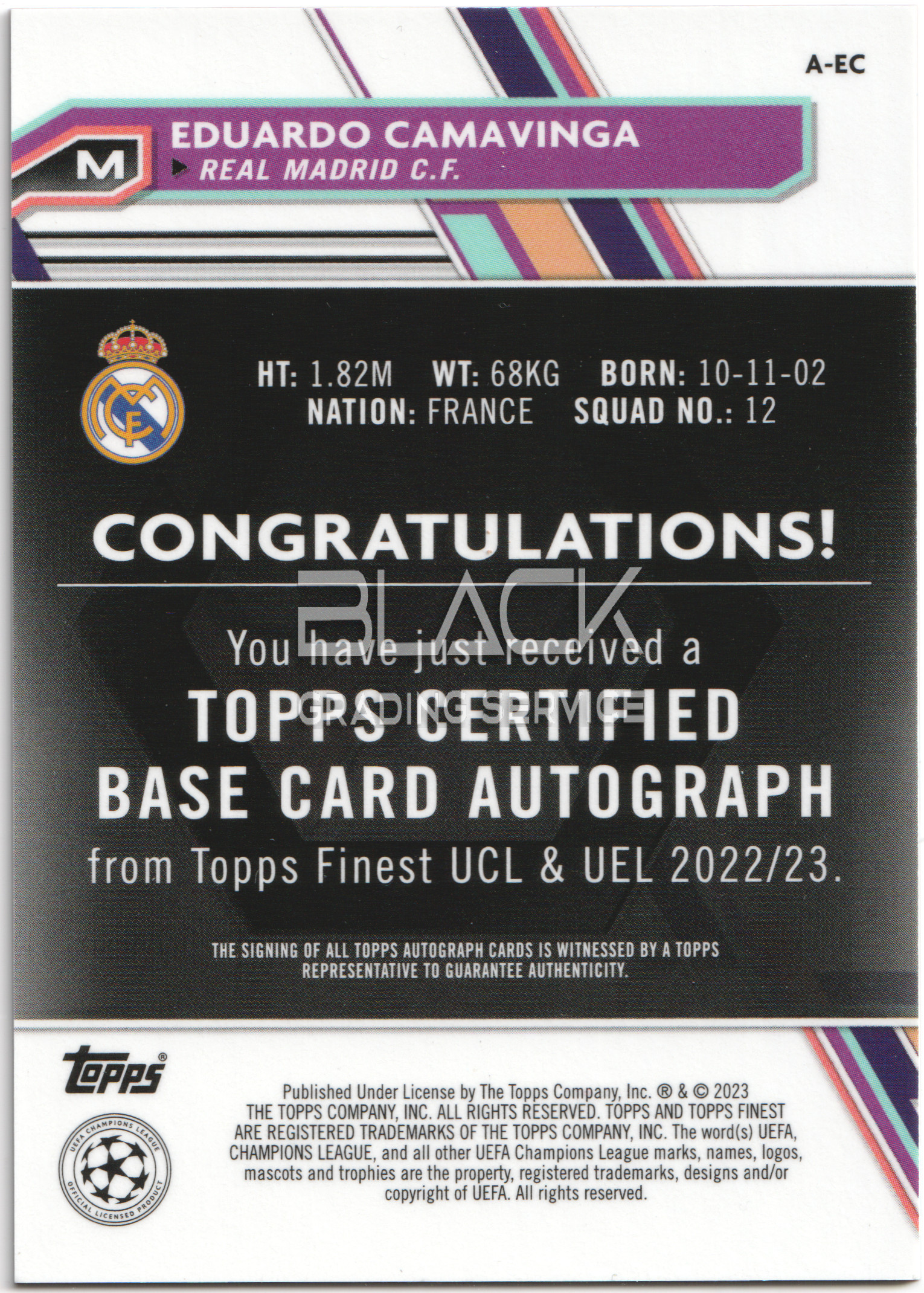 Back - Topps UCC Finest