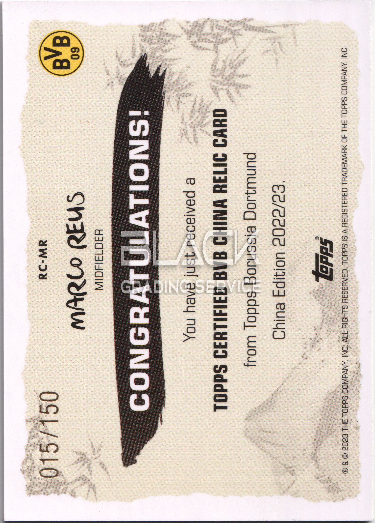 Back - Topps CN Edition Borussia Dortmund Team Set