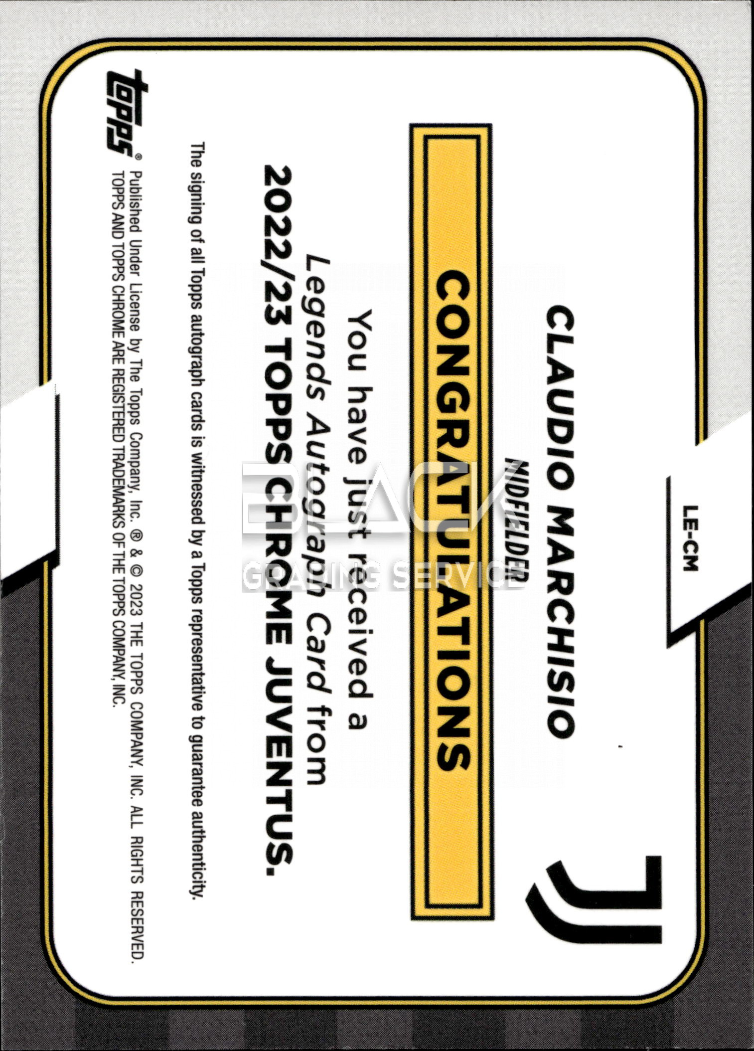 Back - Topps Chrome Juventus