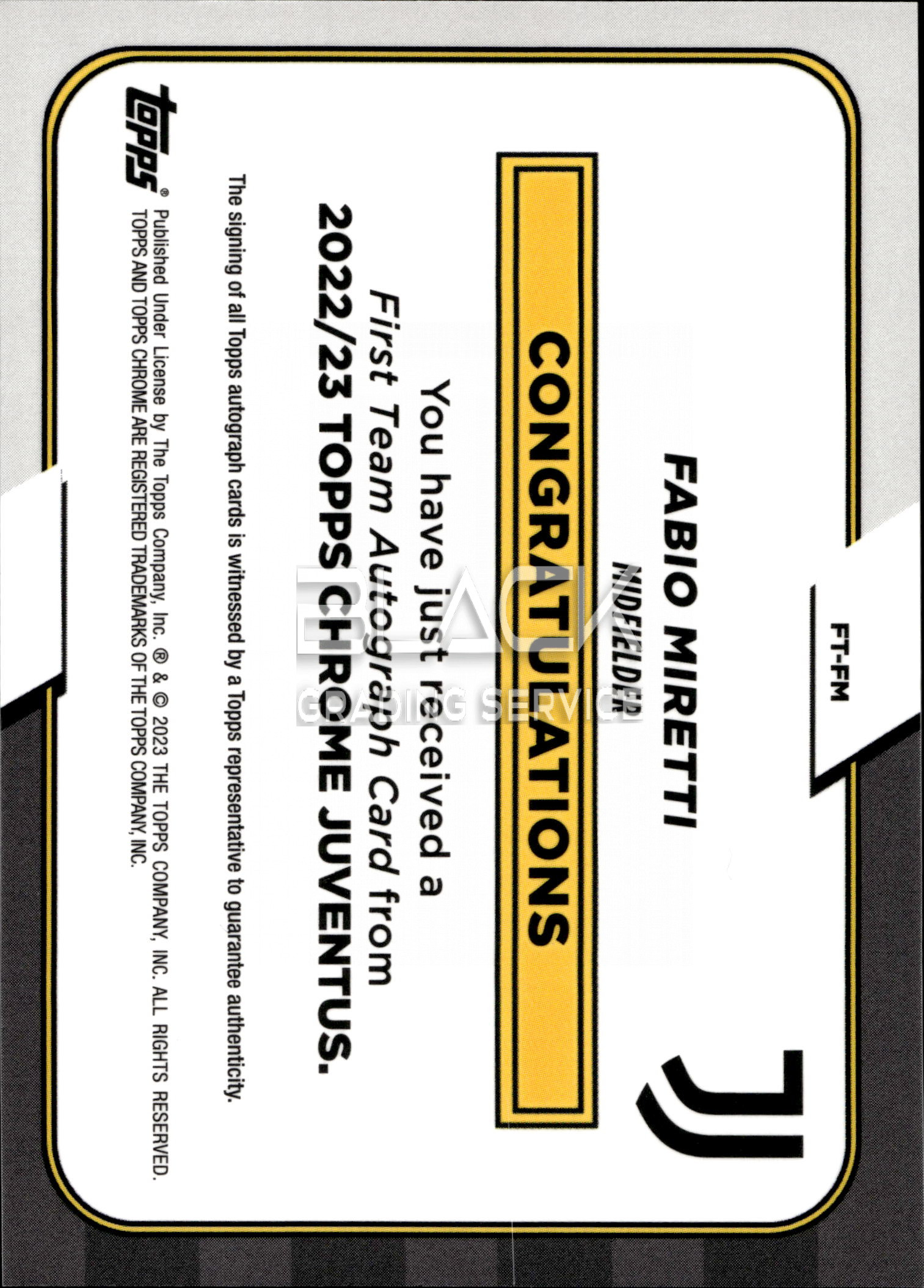 Back - Topps Chrome Juventus