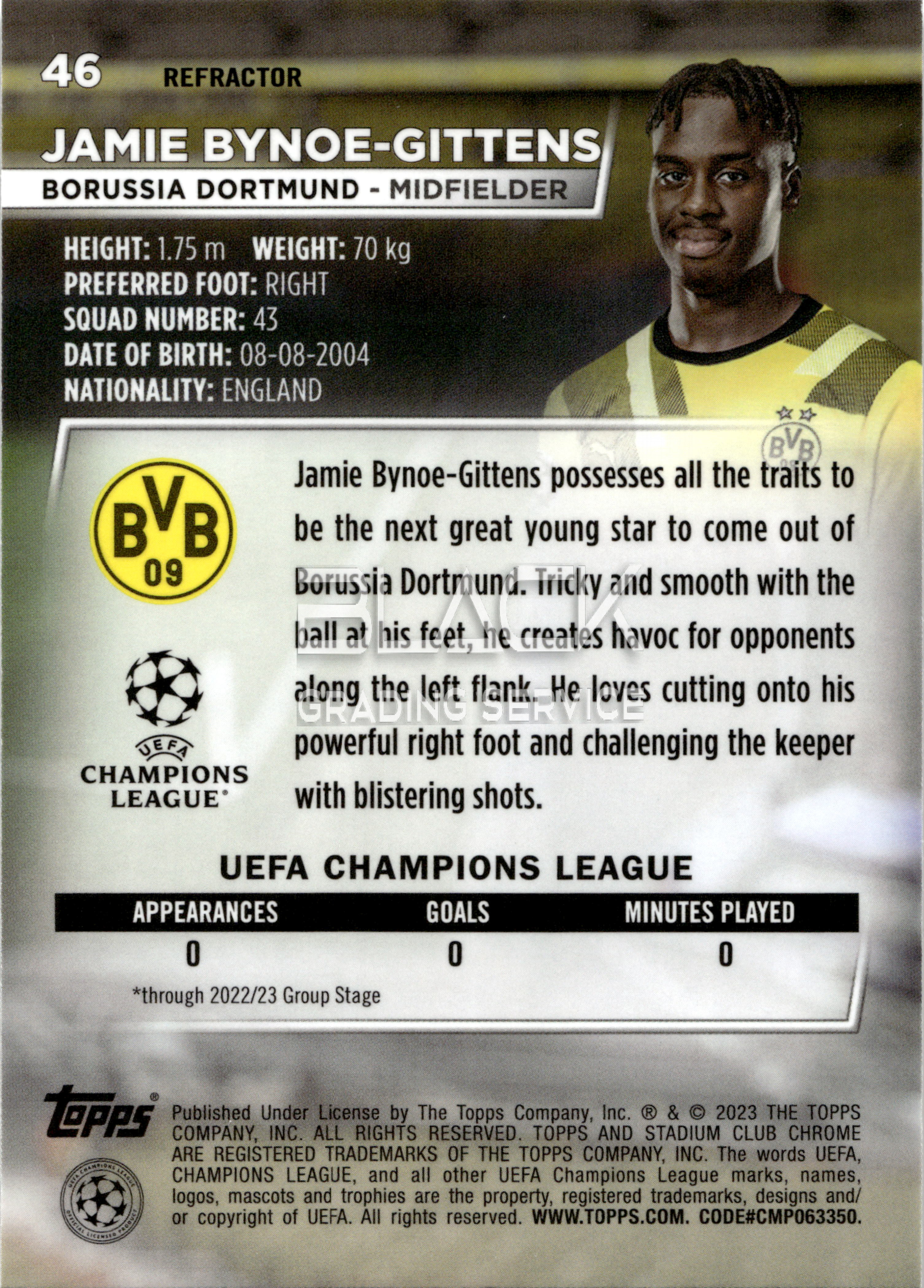Back - Topps UCC STADIUM CLUB CHROME