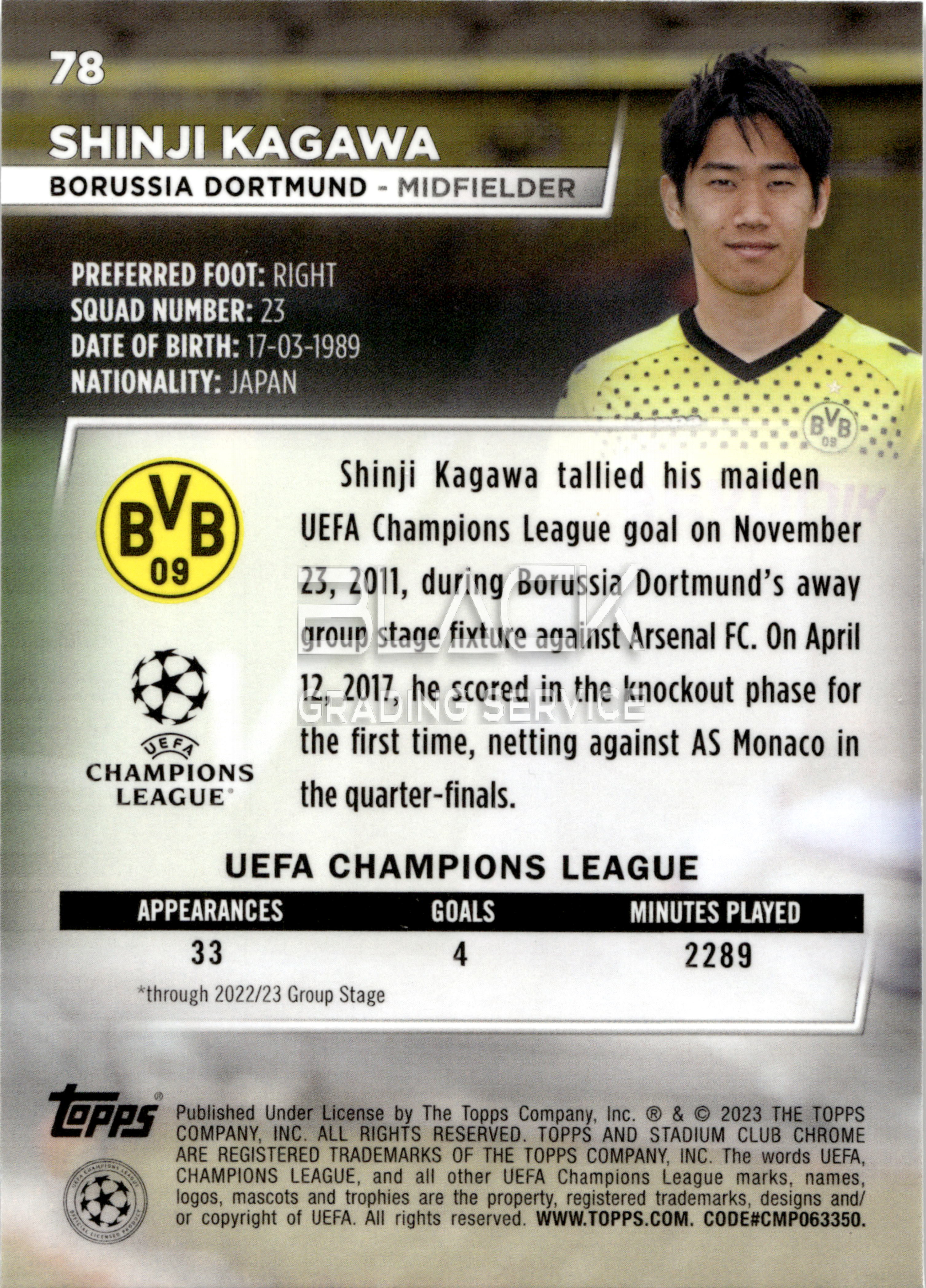 Back - Topps UCC STADIUM CLUB CHROME