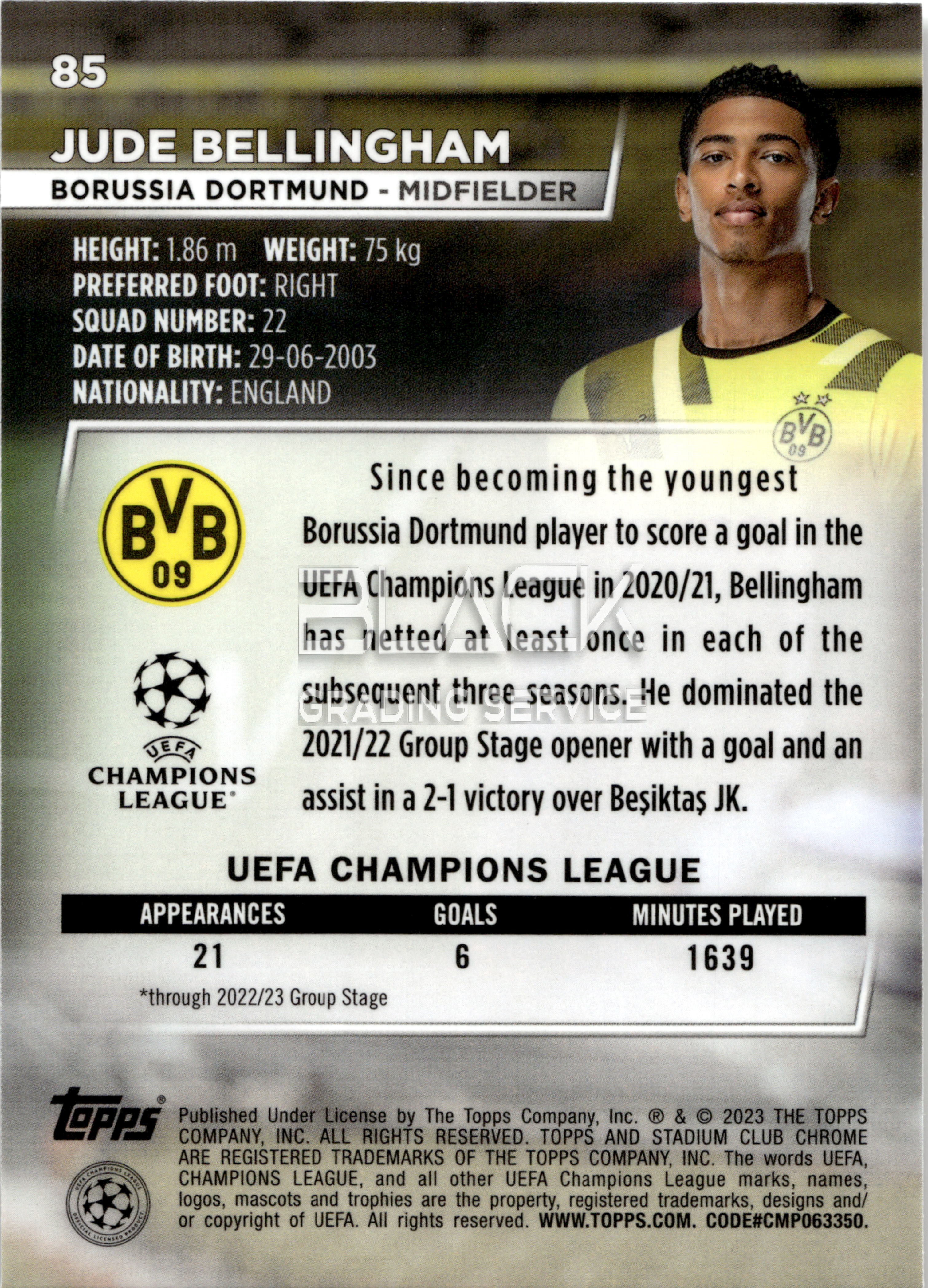 Back - Topps UCC STADIUM CLUB CHROME