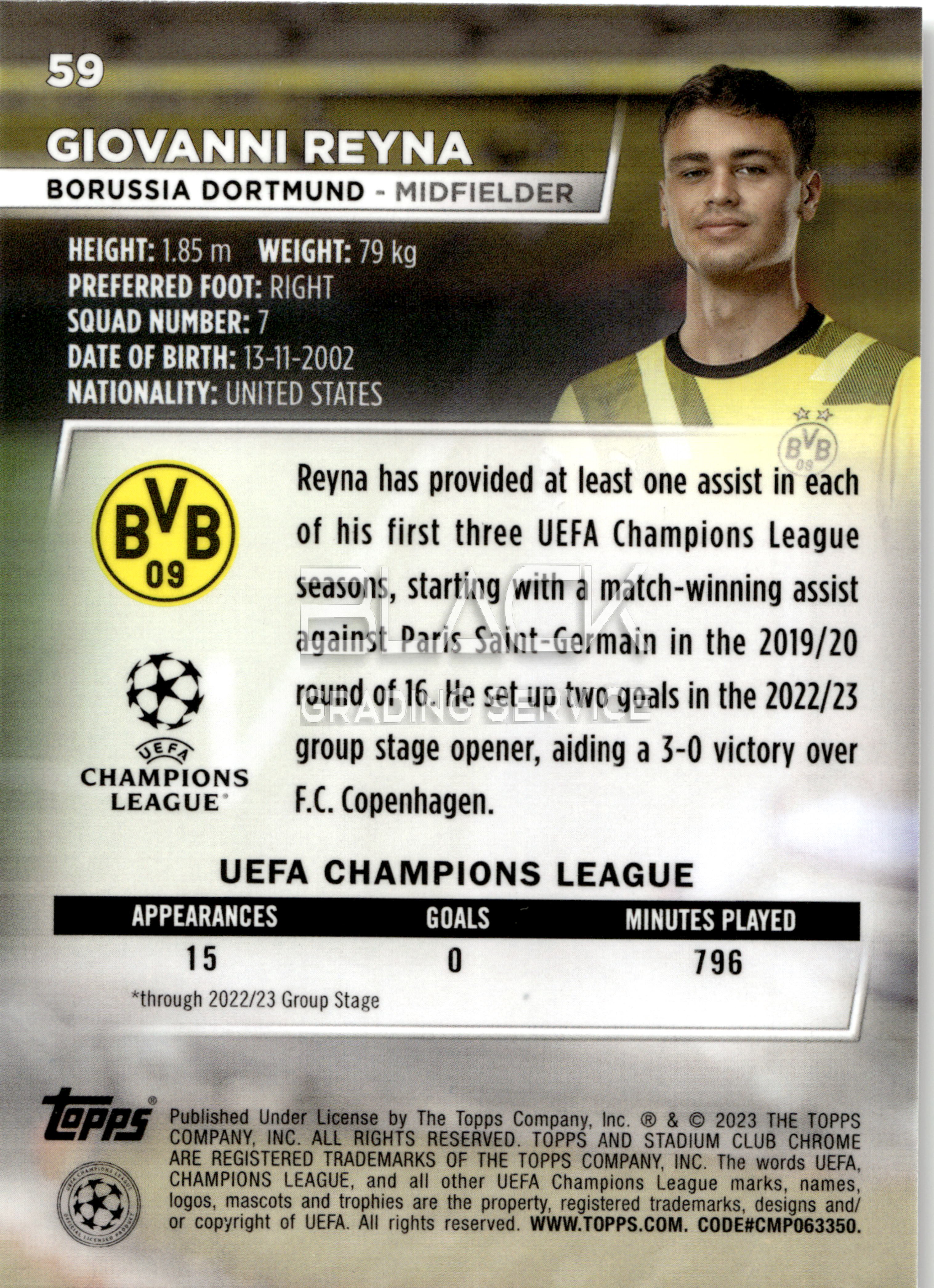 Back - Topps UCC STADIUM CLUB CHROME