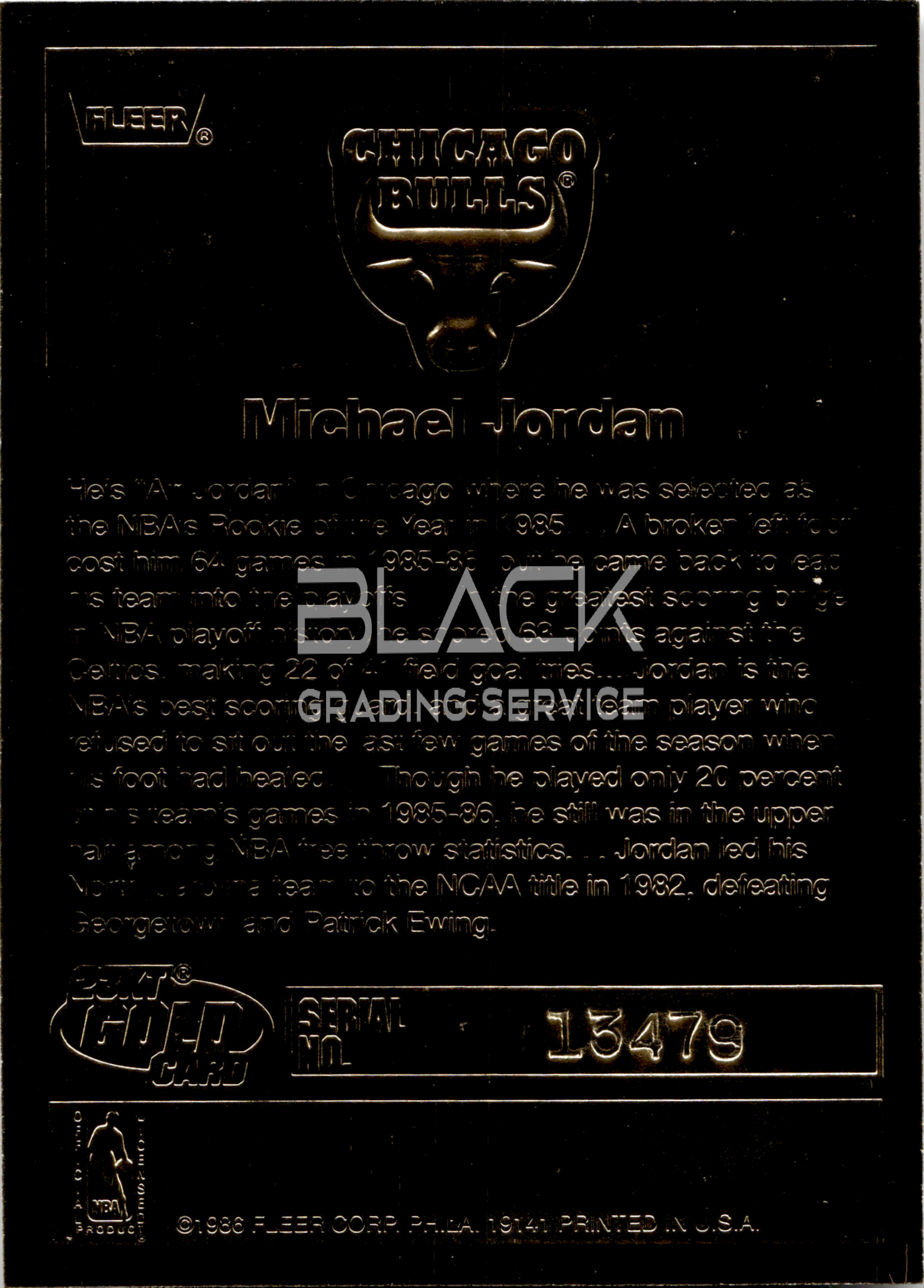 Back - Fleer 23KT Gold '86-87 Fleer Sticker White Border