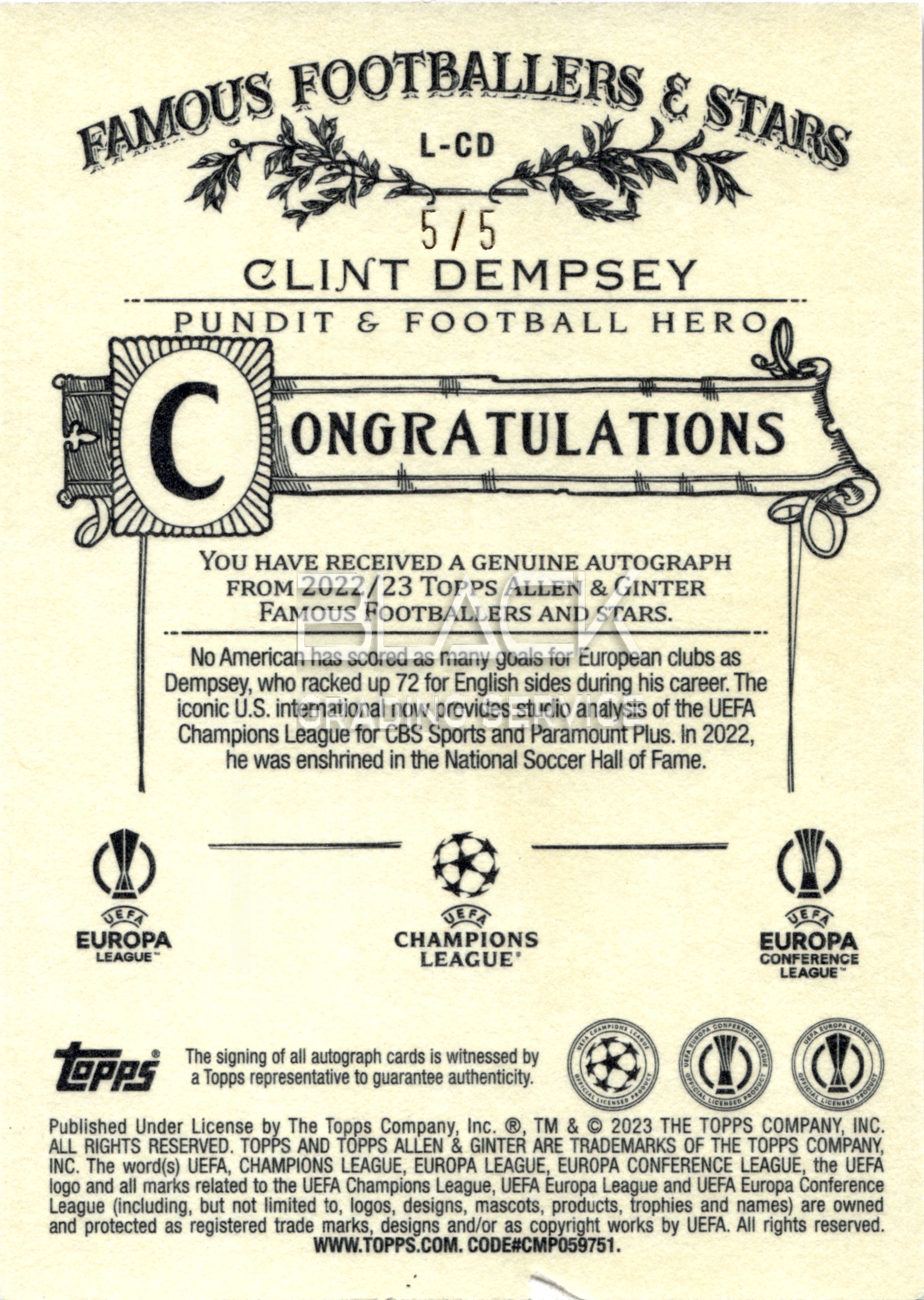 Back - Topps UCC Pundit & Football Hero