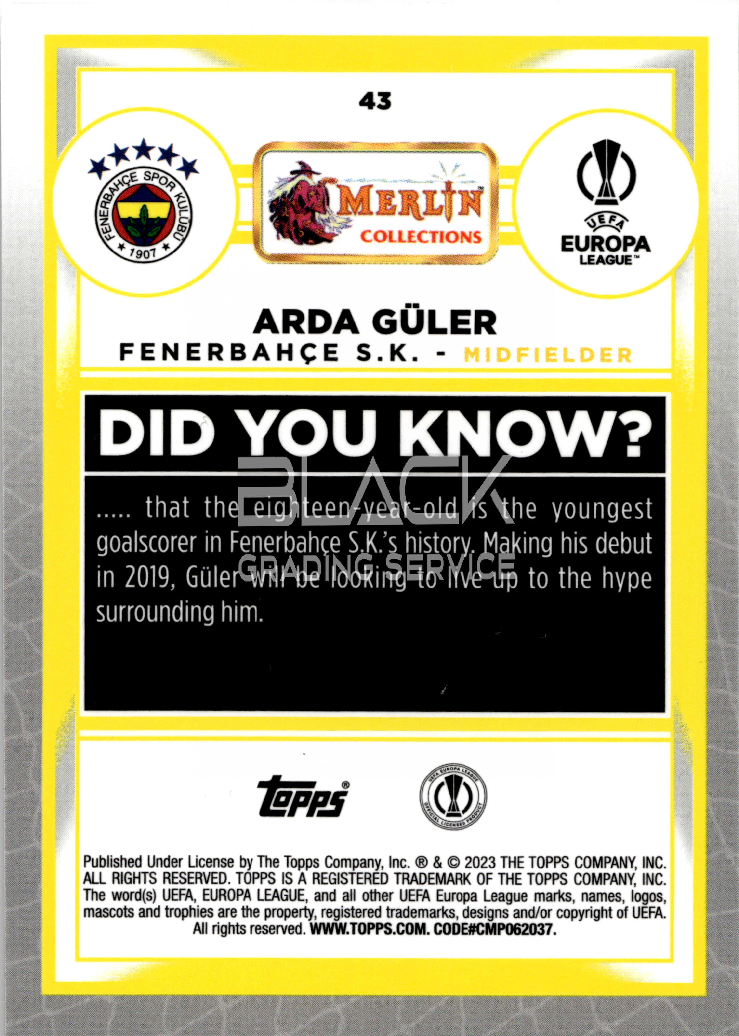 Back - Topps UCC MERLIN COLLECTIONS