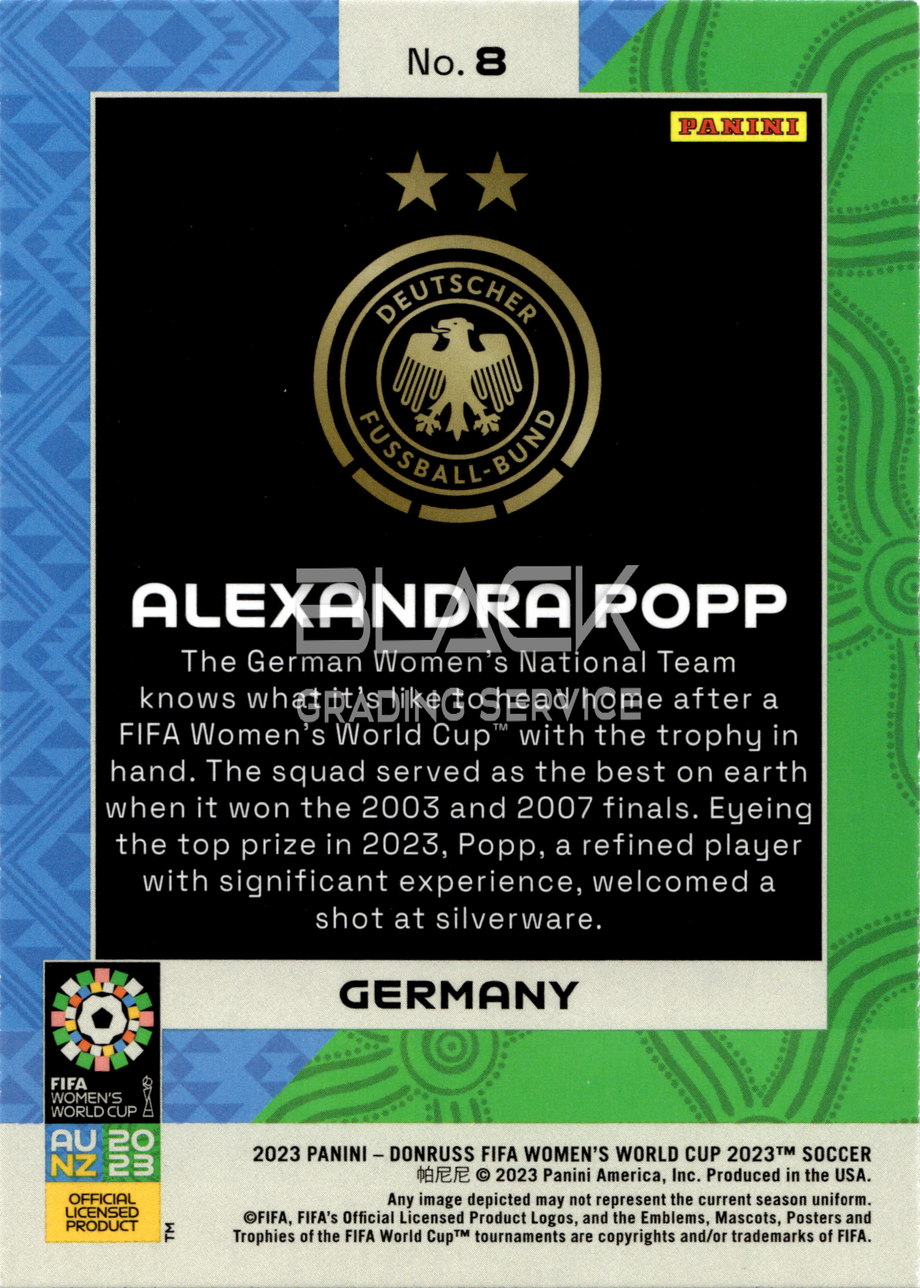 Back - Panini Donruss Fifa Women's World Cup 2023